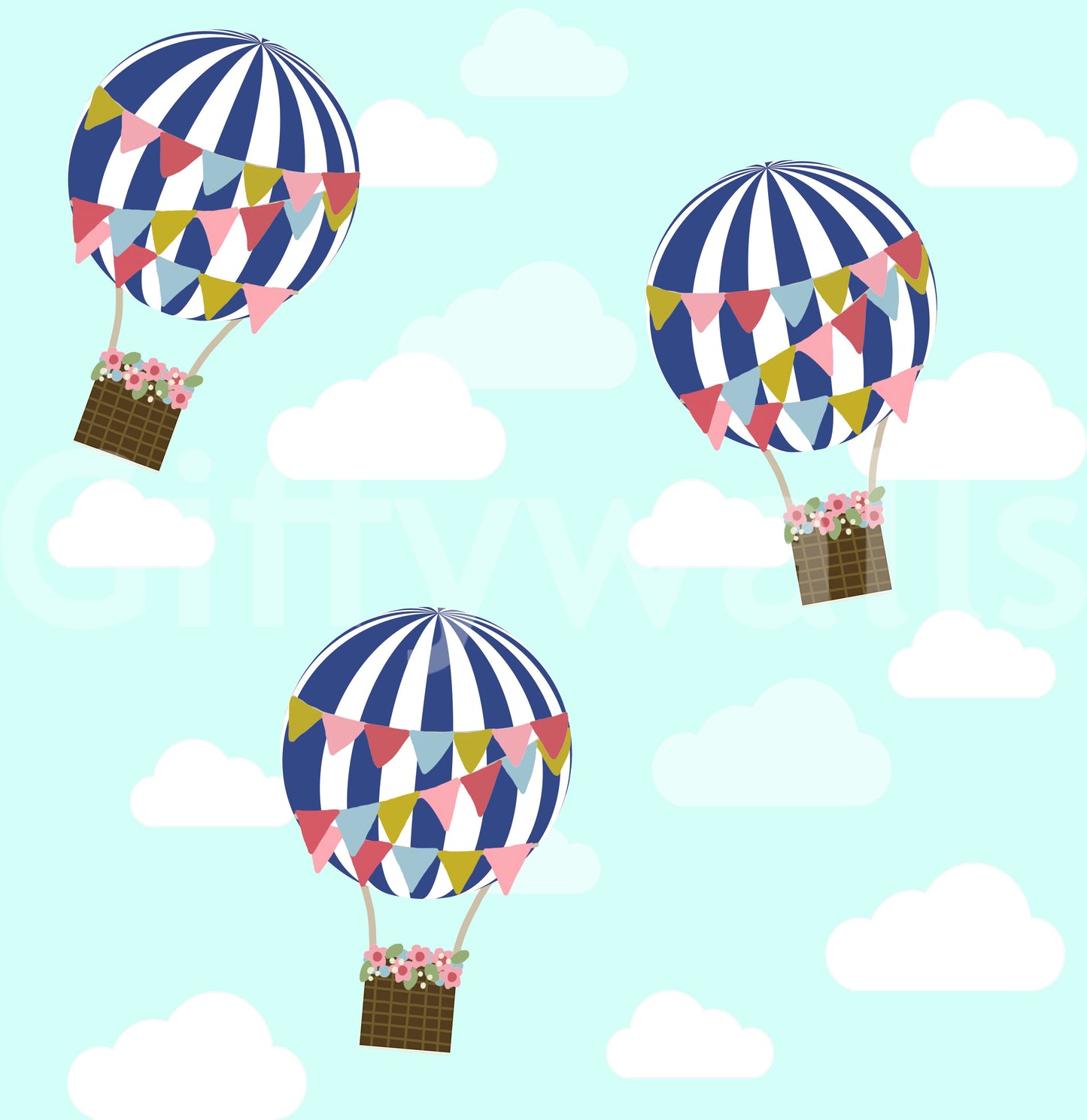 Floral Hot Air Balloons Wallpaper