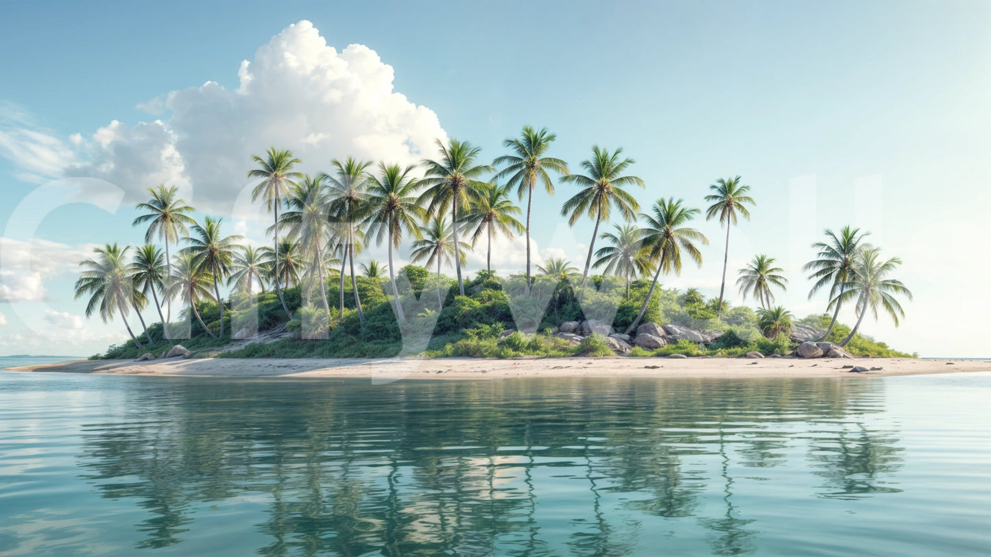 Tropical island calm waters mural