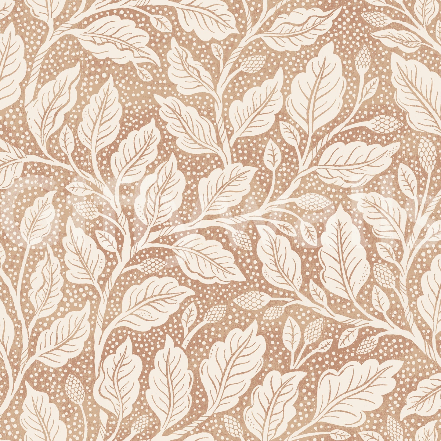 Decorative brown foliage wallpaper print