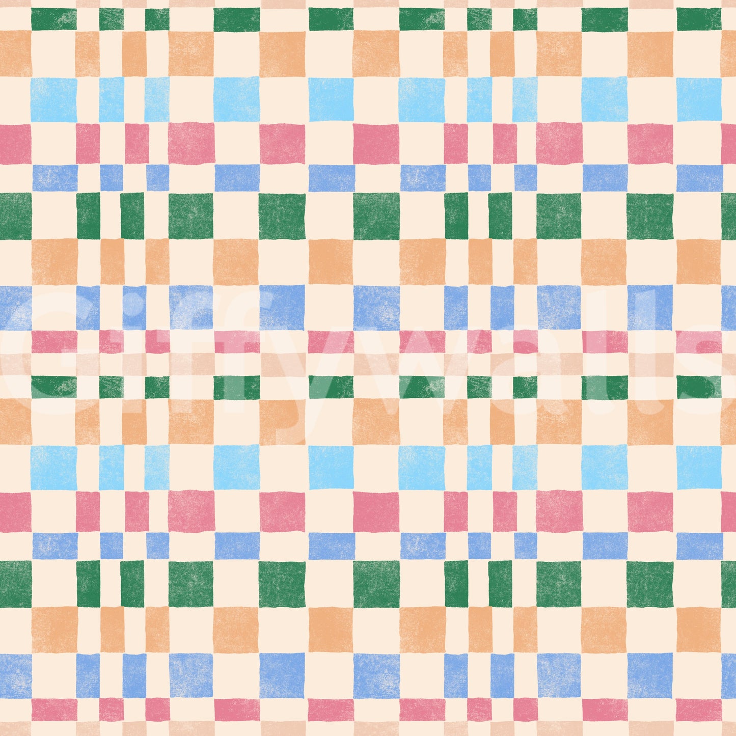 Multicolored Funky Woven Check Jewel Jungle Wallpaper