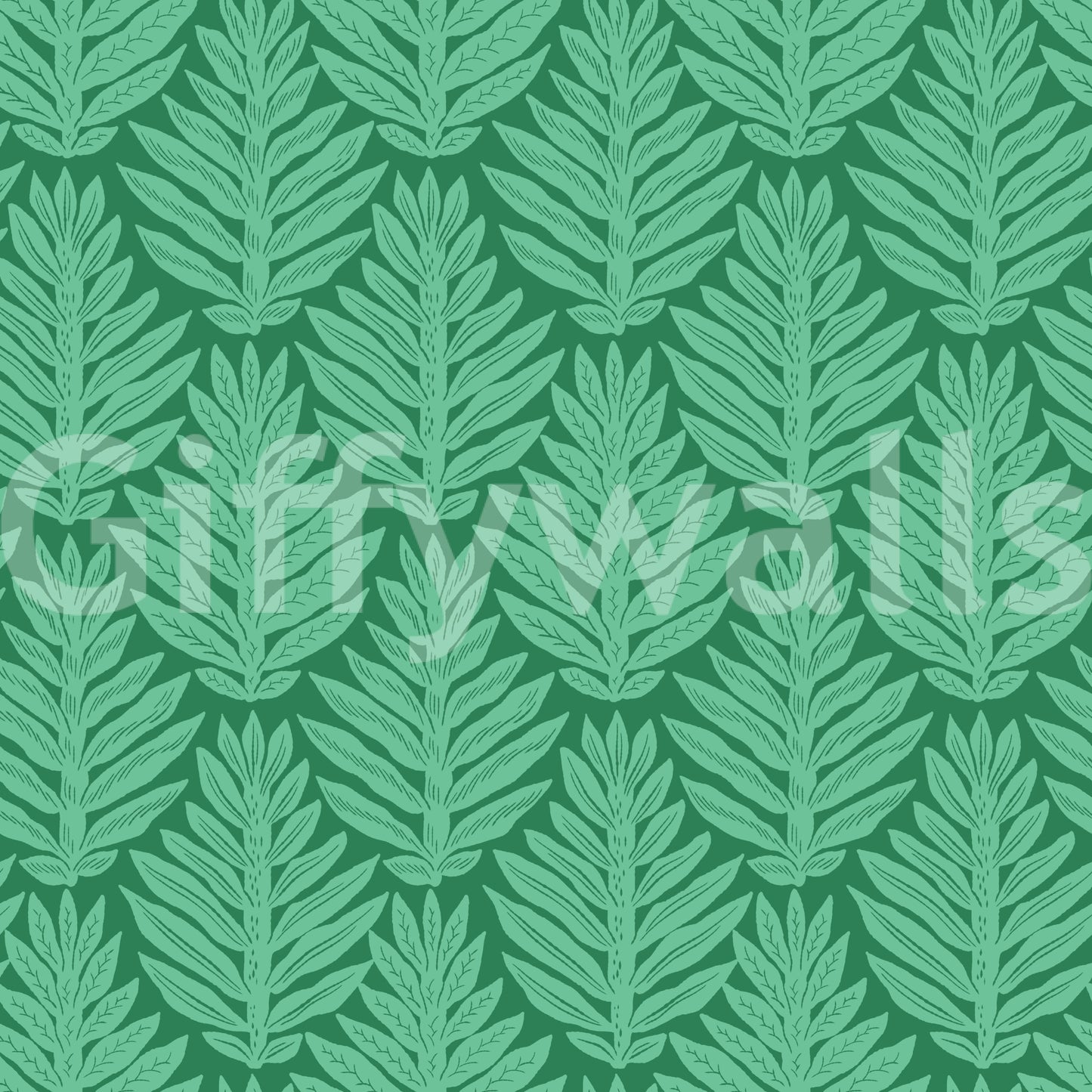 Scallop Green Leaf Jewel Jungle Wallpaper