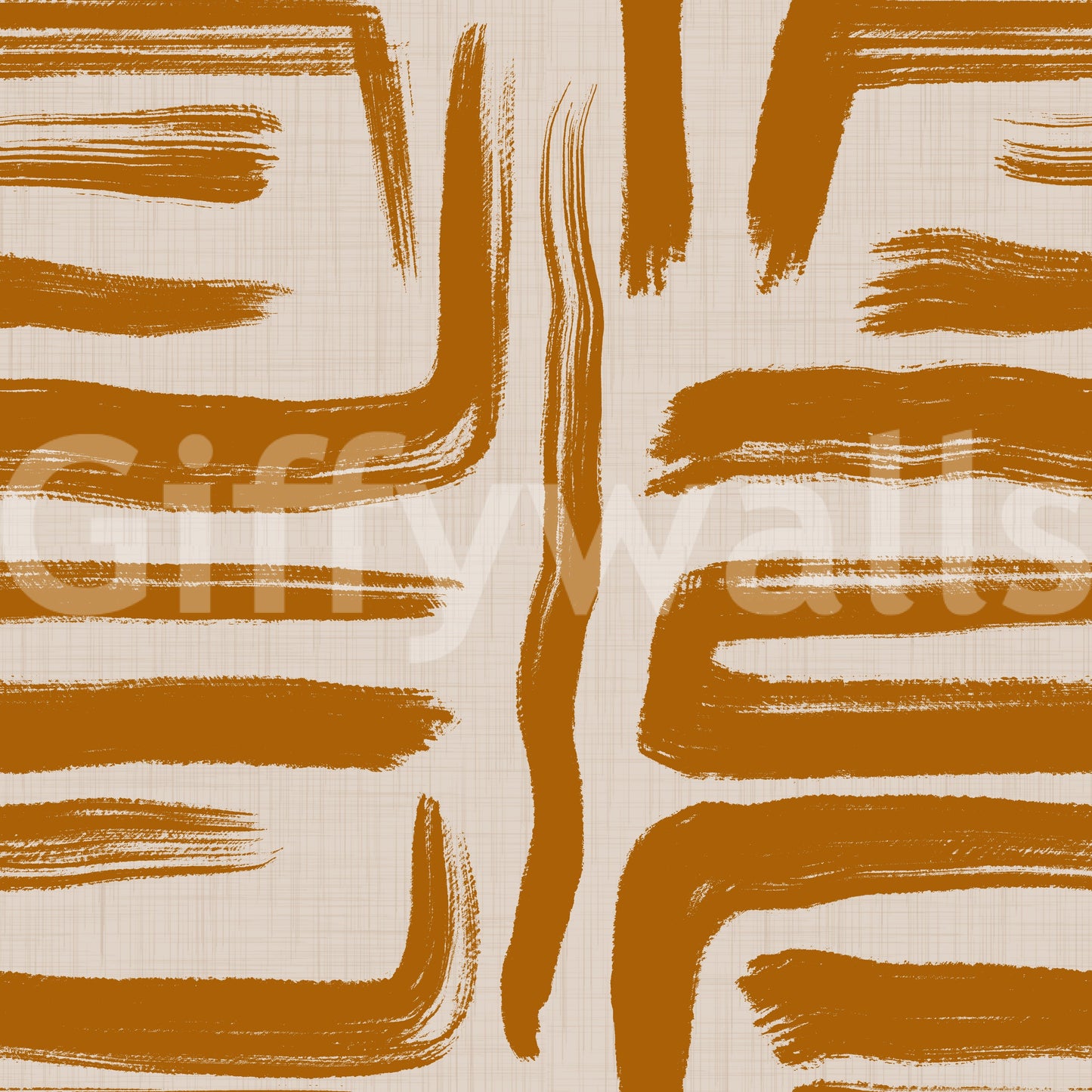 Amber Brushstrokes - Abstract Mid Century Modern Wallpaper