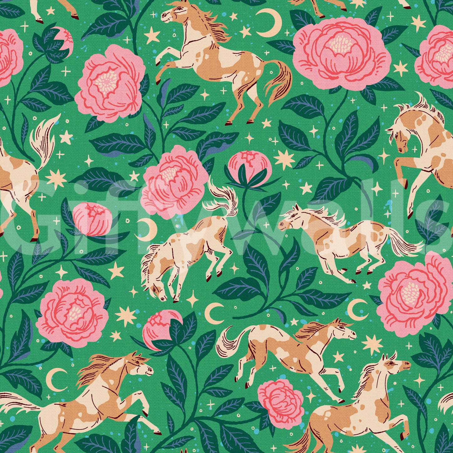 Ponies and Peonies Wild West Americana-08 Wallpaper