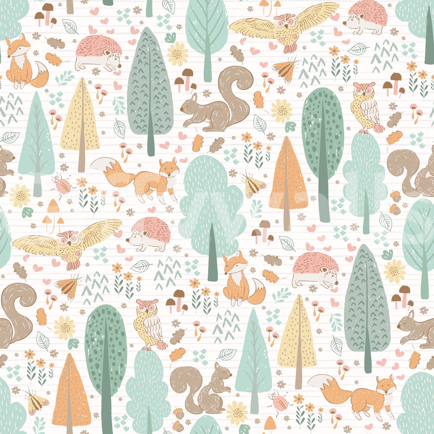 Playful Woodland Nursery Animals Wallpaper