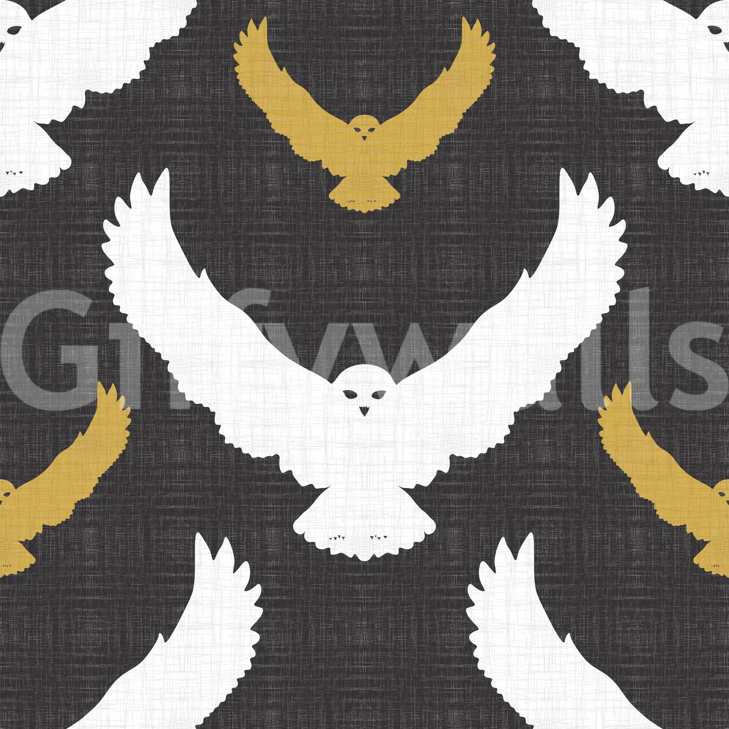 Elegant rustic wallpaper with detailed owl imagery