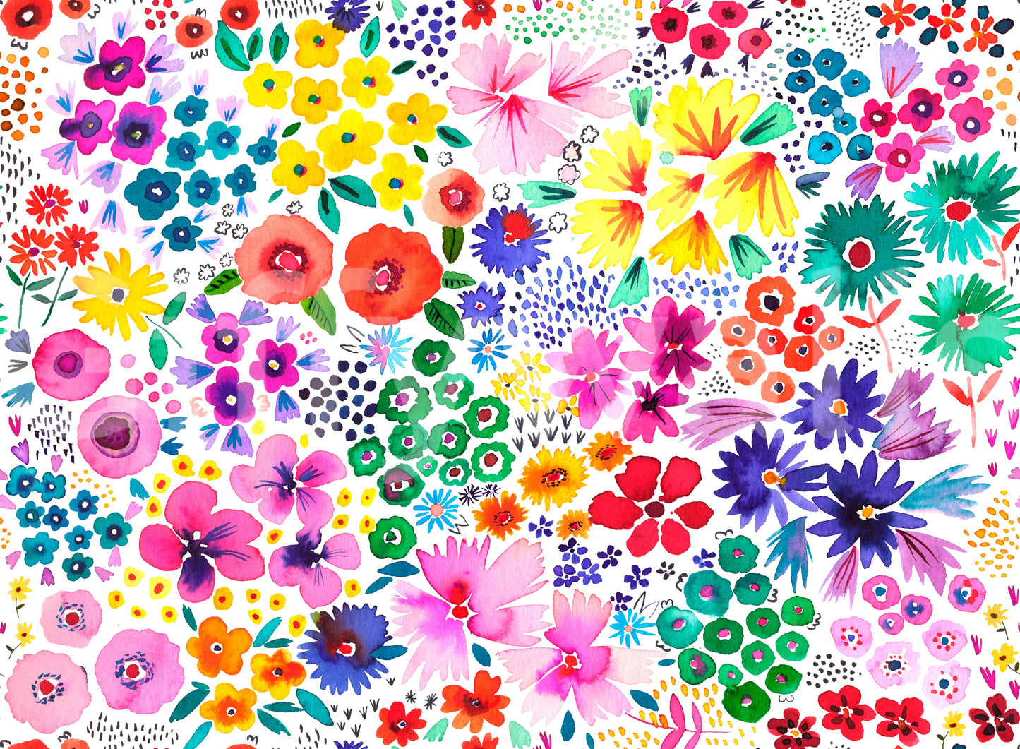 Artful Little Flowers Vintage Wallpaper