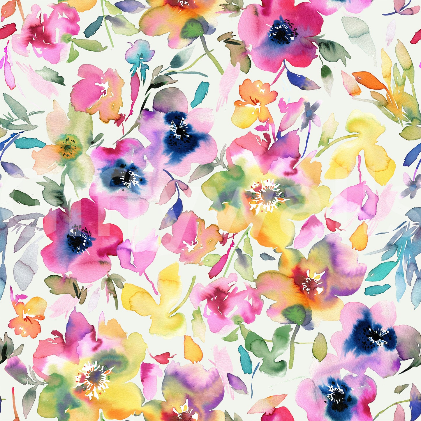 Artistic Fresh Summer Floral Wallpaper