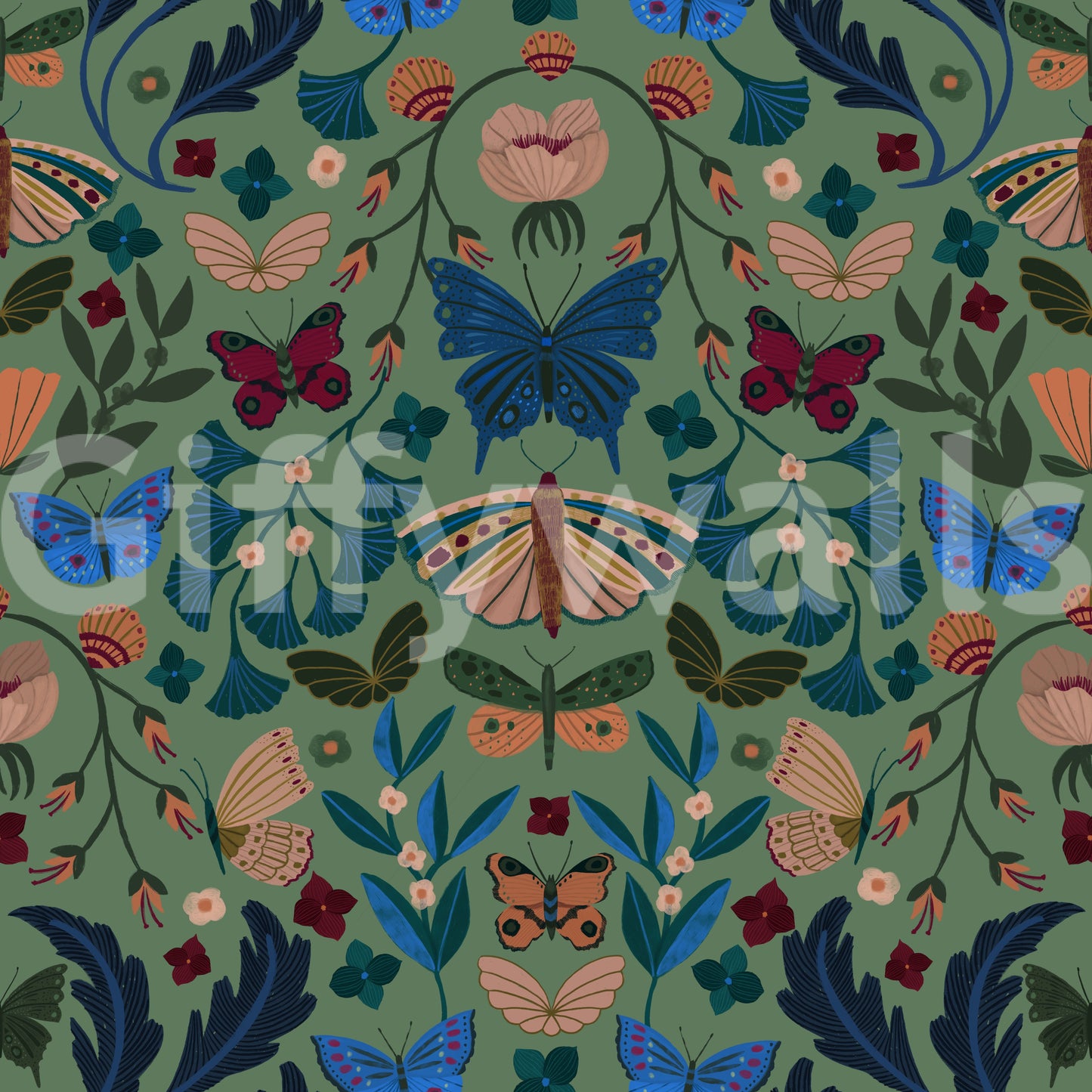 Fluttering florals Wallpaper