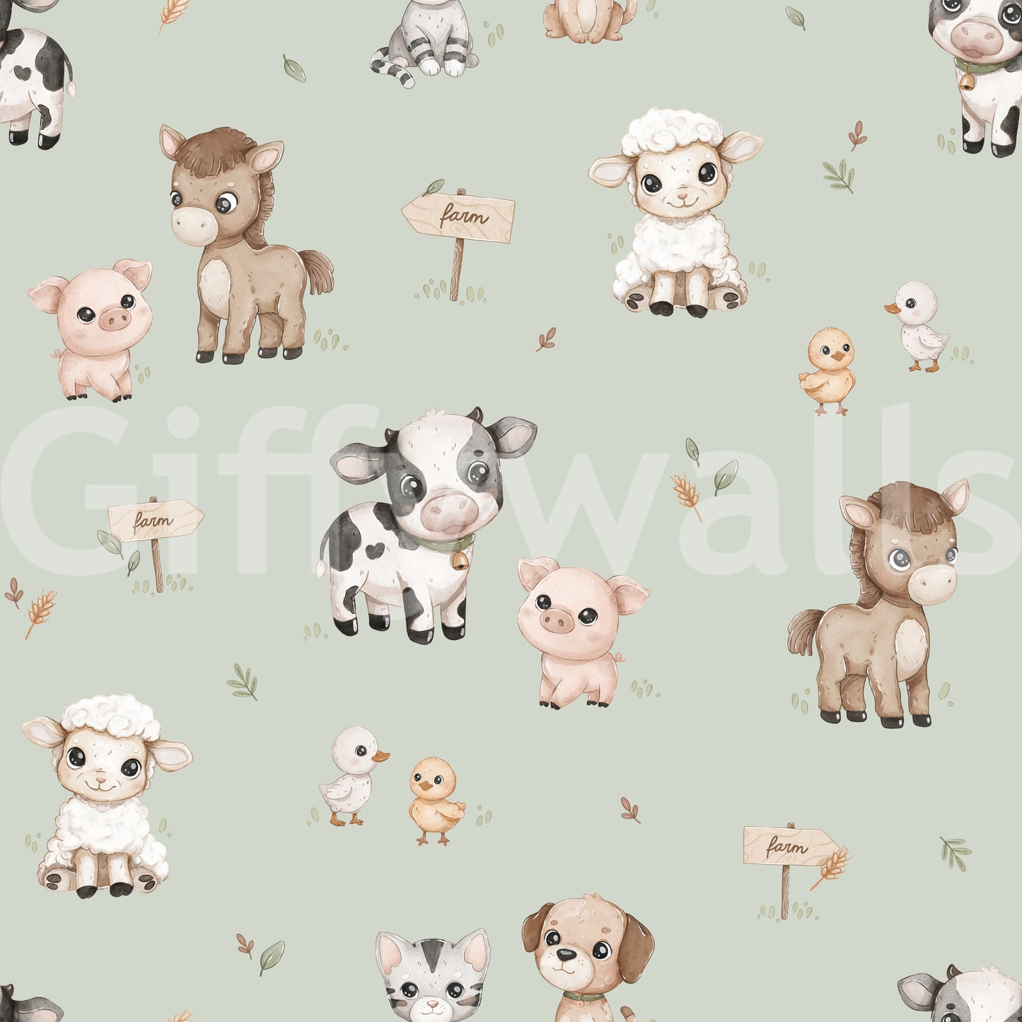 Happy Farmtime - Mint tapet