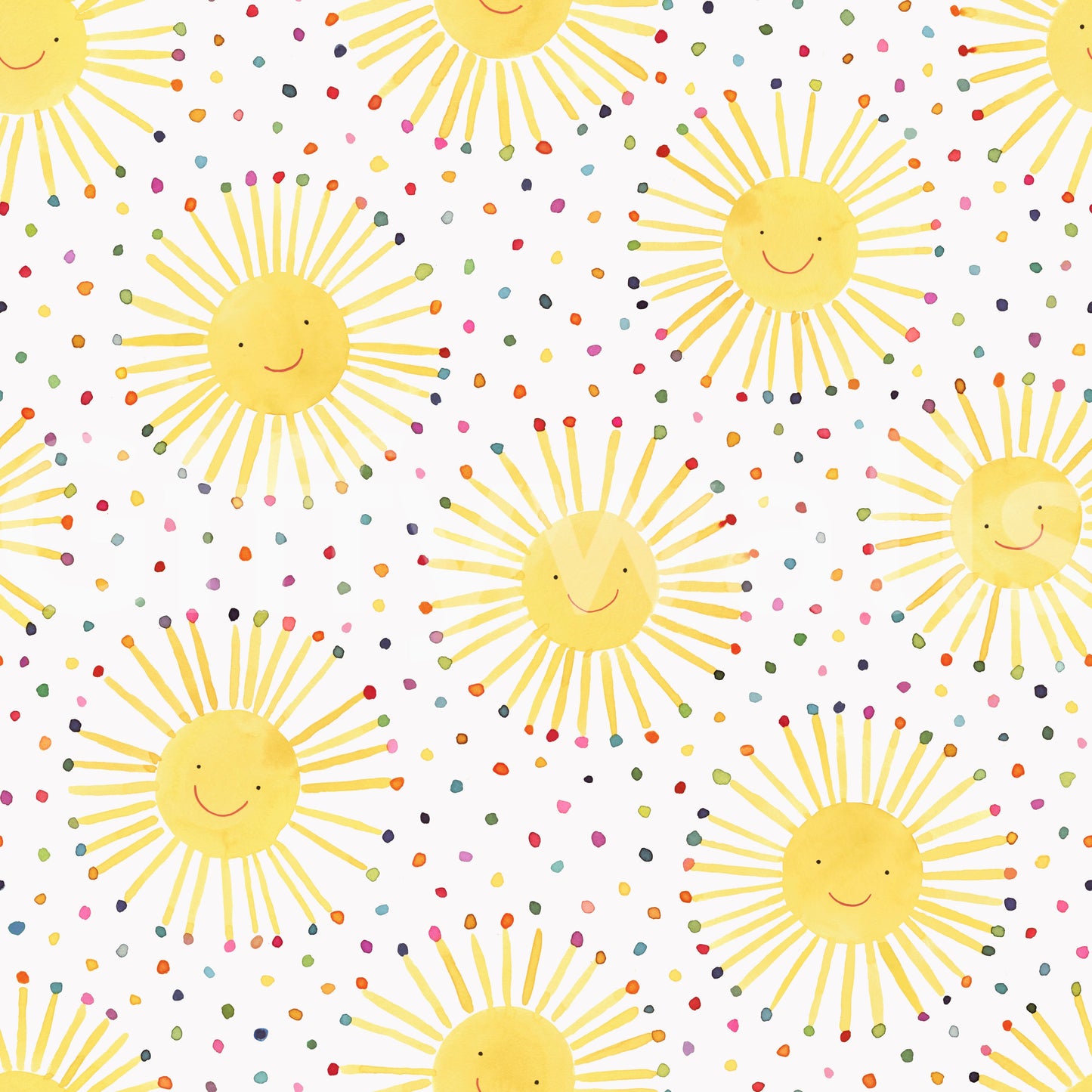 Cute Suns Smiley Scandinavian Nursery Wallpaper
