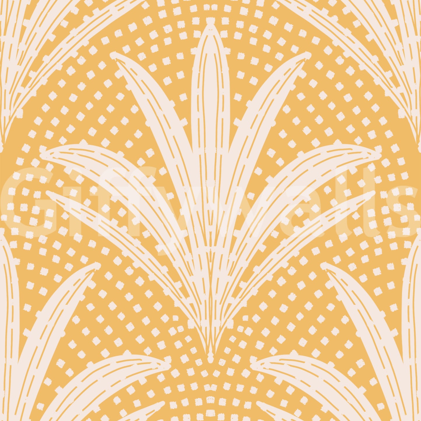 Boho Rustic Palm Radiance Golden Ochre Wallpaper