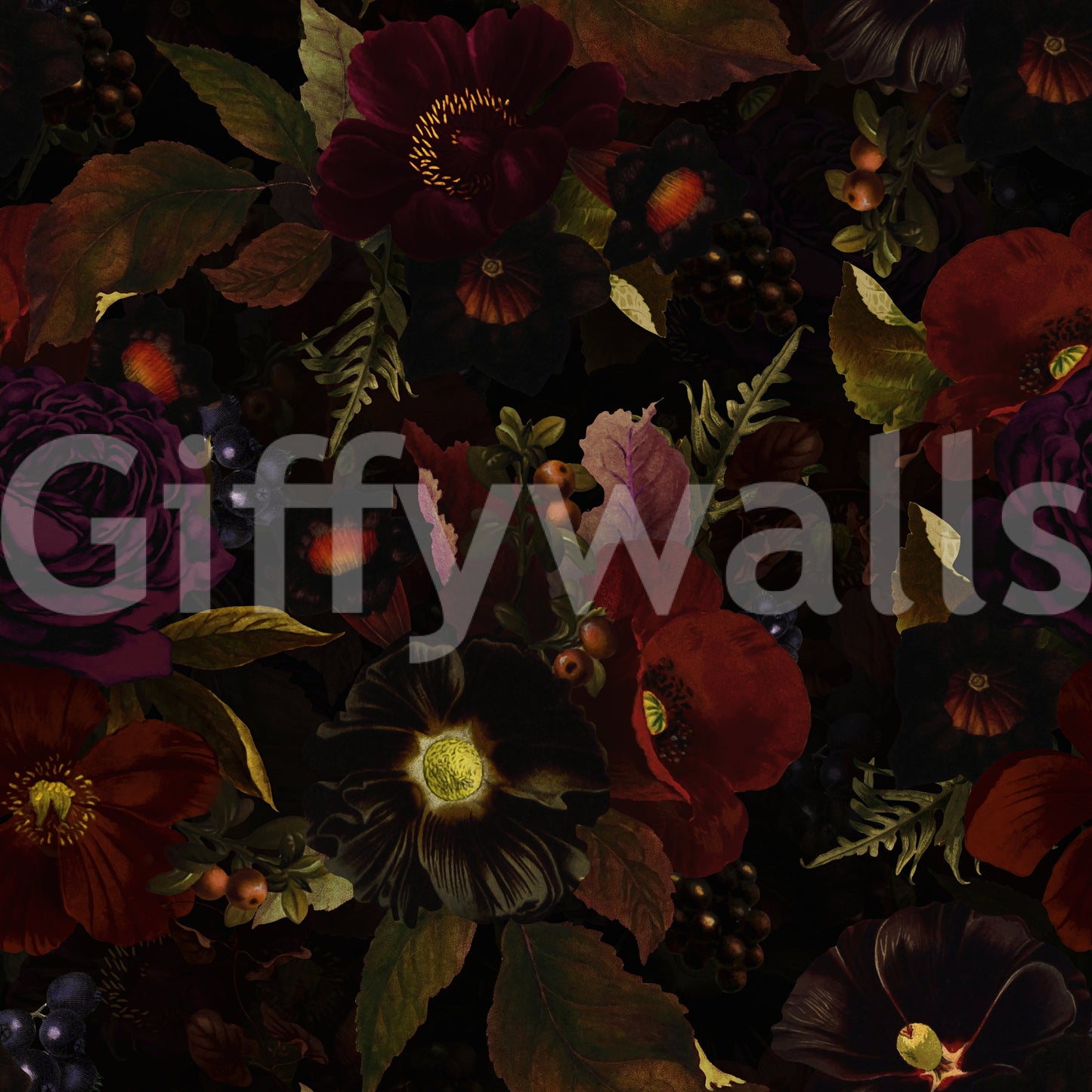 Grandmillennial Dramatic Glamour Heritage Gothic Dark Moody Florals 2 Wallpaper