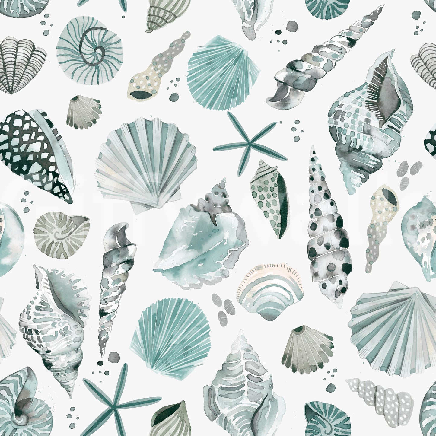 Serene wallpaper featuring hand-painted coastal elements.