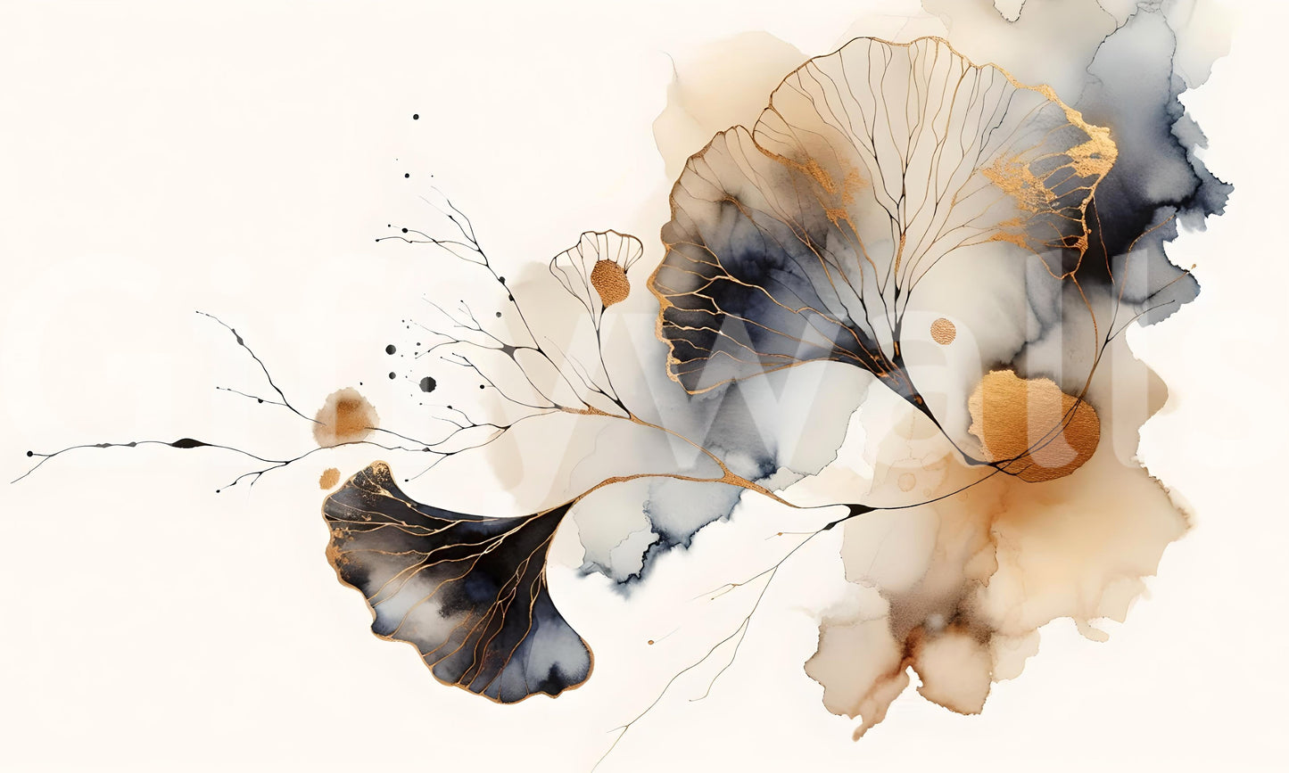 Golden Ginkgo Luxe Wall Mural