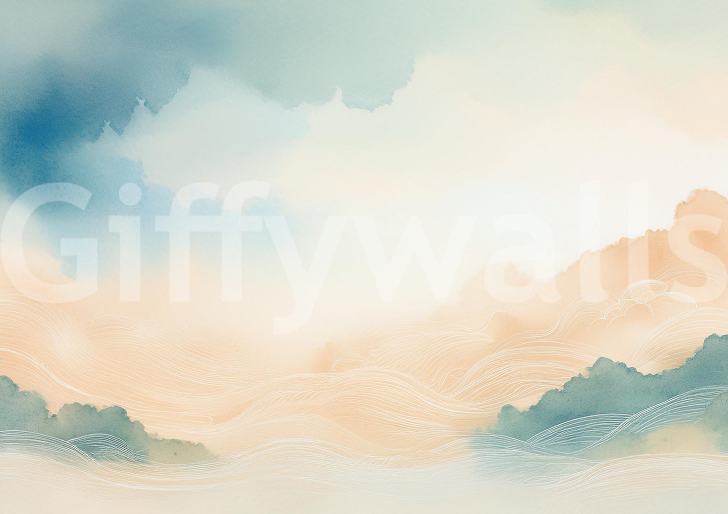 Ethereal Cloud Horizons vægmaleri