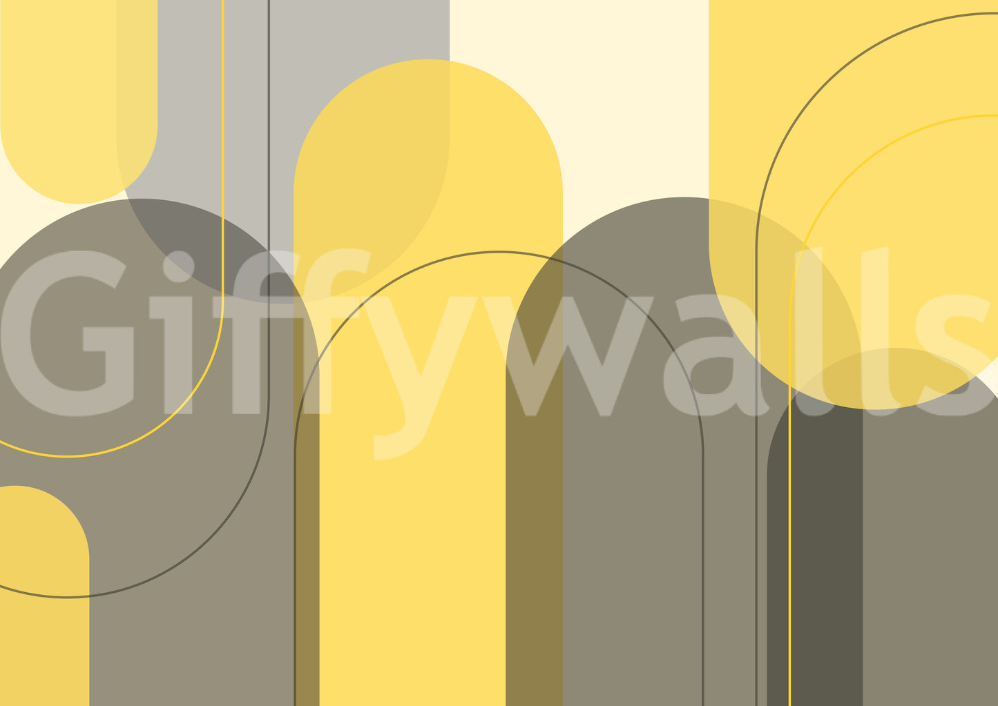 Contemporary taupe and mustard arch mural for walls