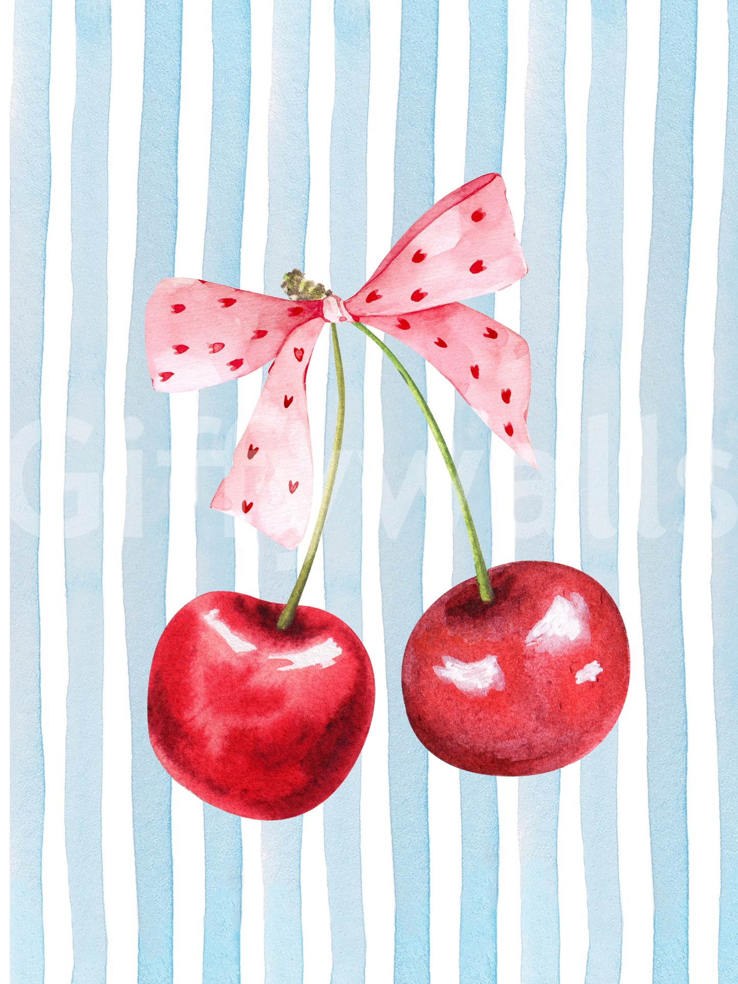 Fresh cherry-inspired stripes wall mural for dynamic spaces