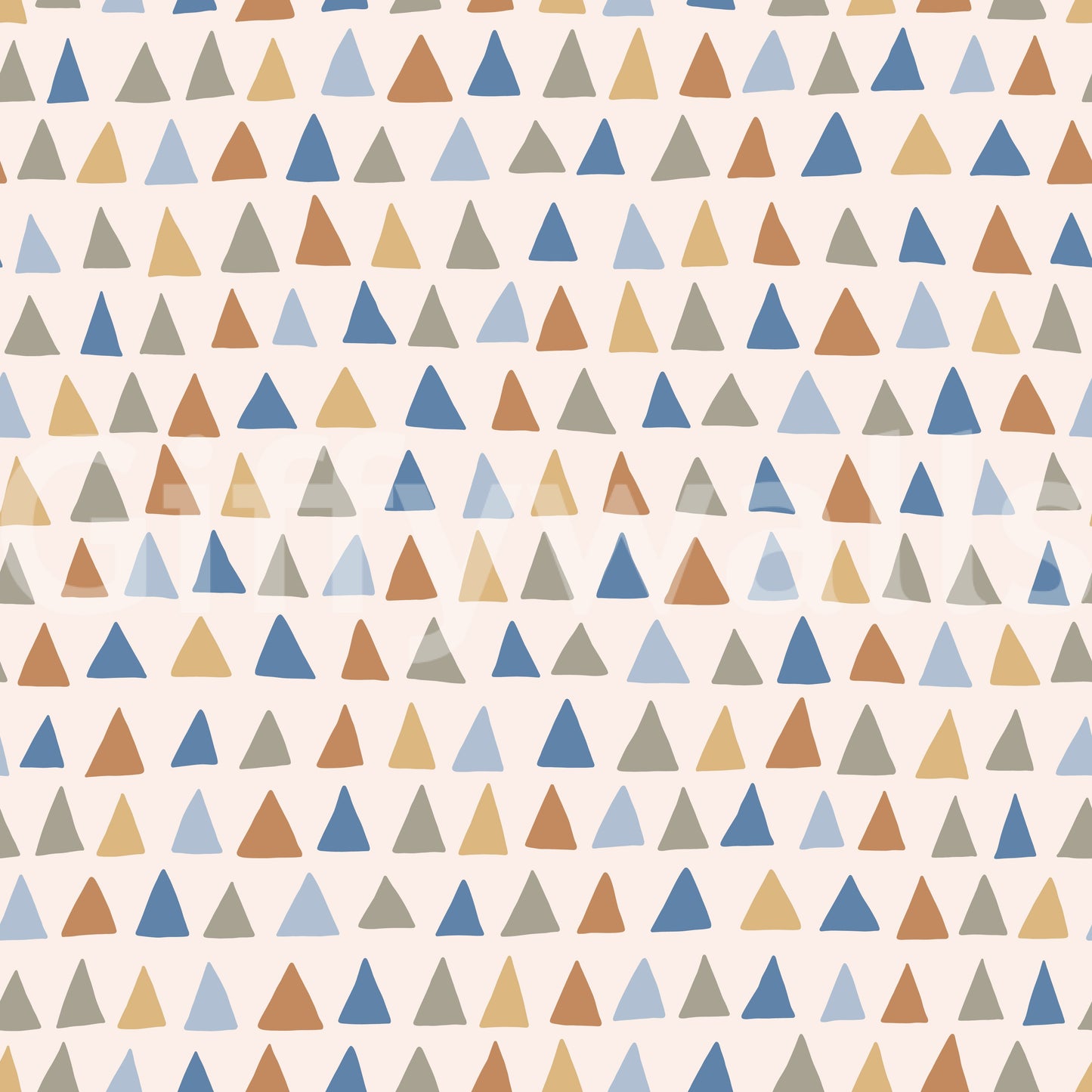 Whimsical geometric wallpaper design with a relaxed, handmade feel.