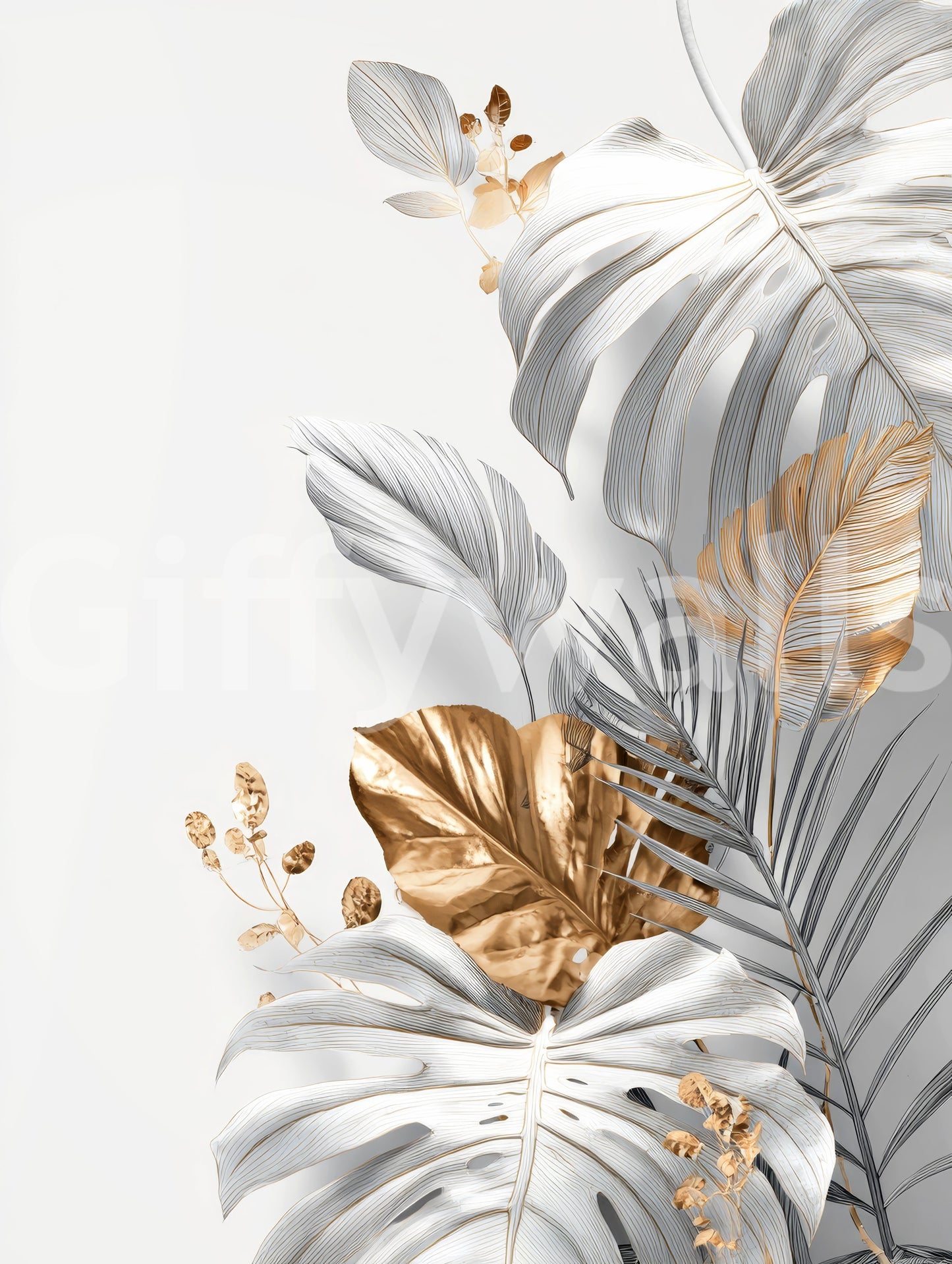 Sophisticated plant and vine mural for living room