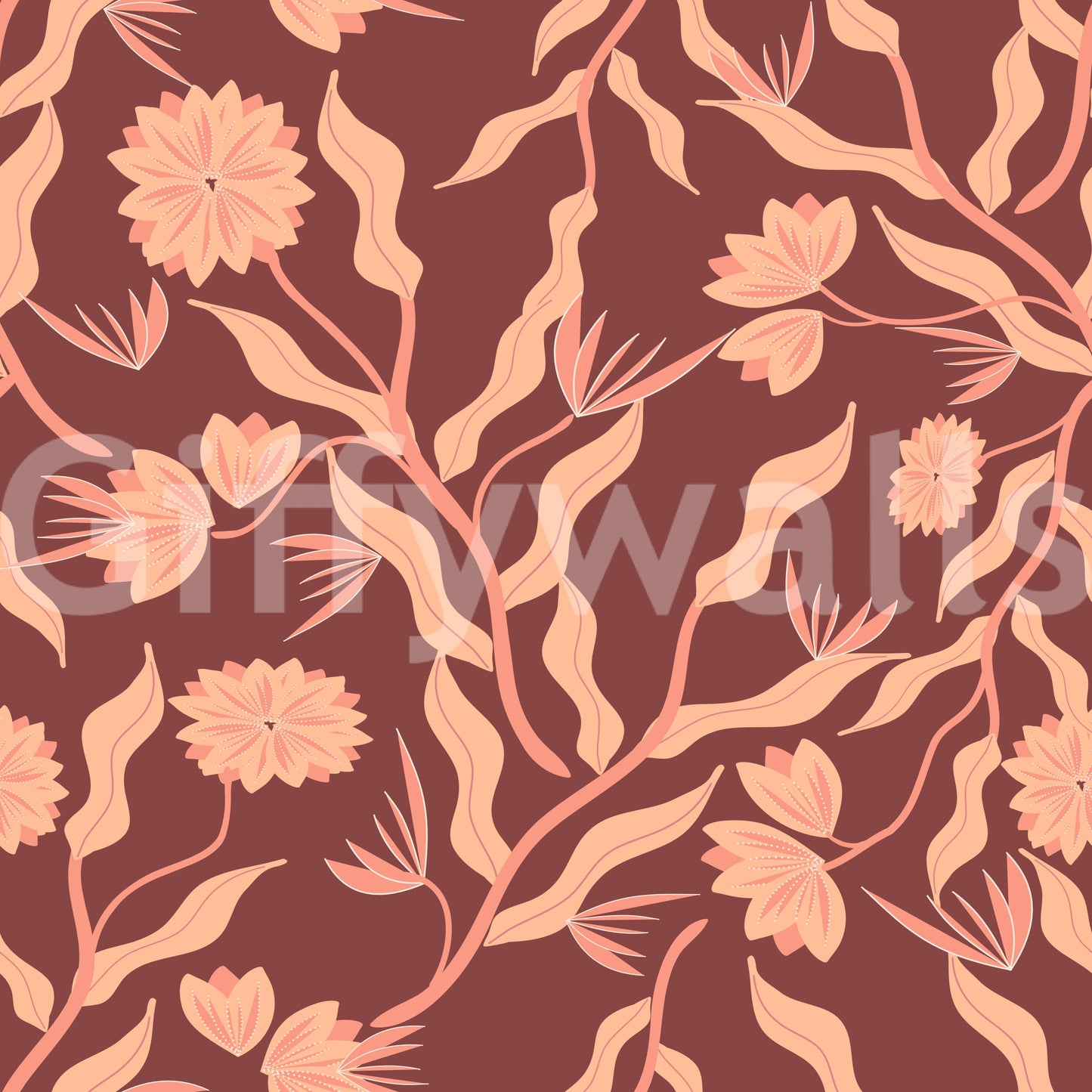 Elegant earthy wallpaper with floral patterns