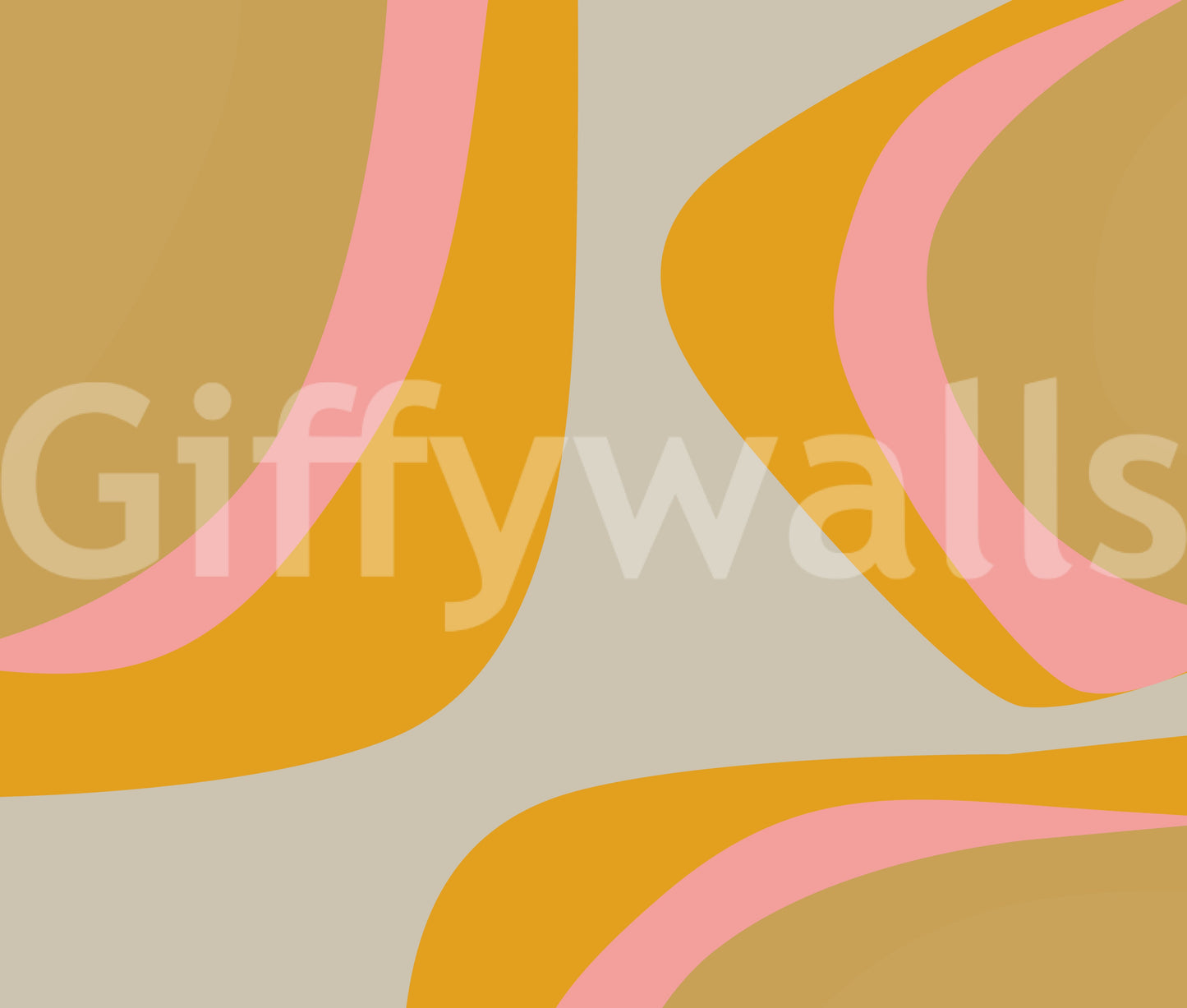 Boho retro swirl mural in warm vintage hues