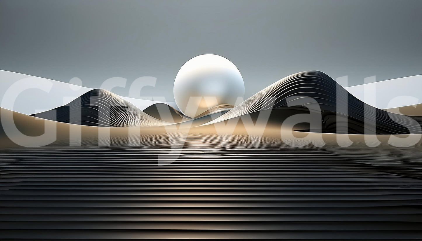 Non‑woven mural showing desert silhouettes in soft tones