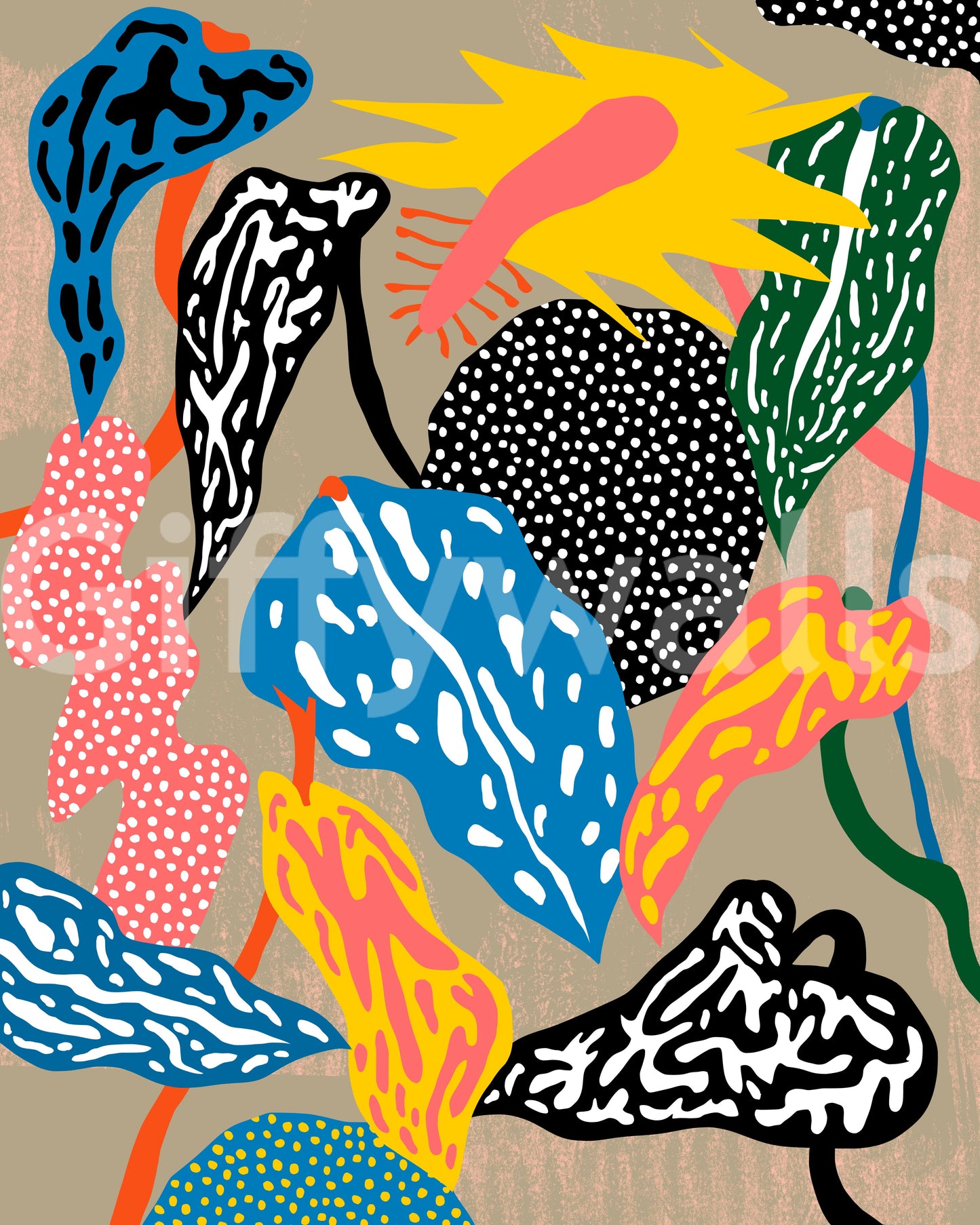 Transform any space with the vibrant Groovy Jungle Wall Mural