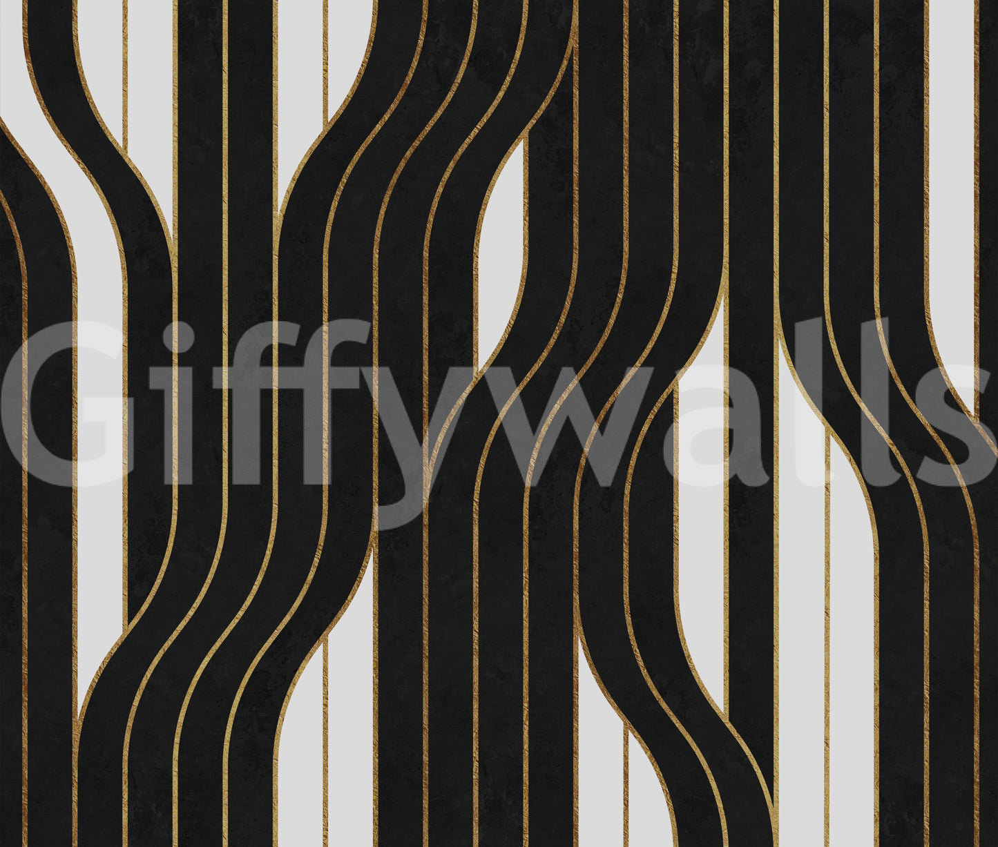 Black and white luxury lines mural adding texture to walls