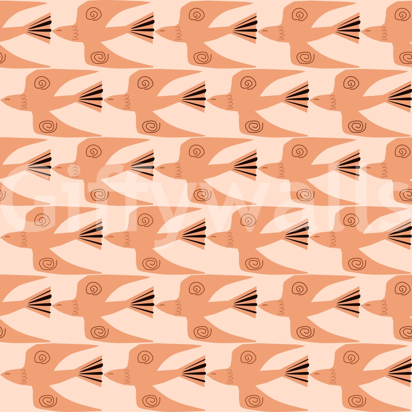 Artisanal dove mural wallpaper