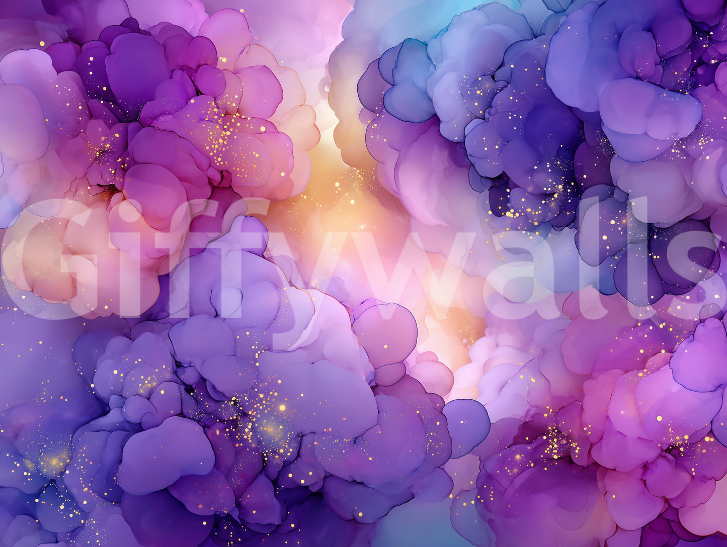 Relaxed mural wallpaper with cloud forms