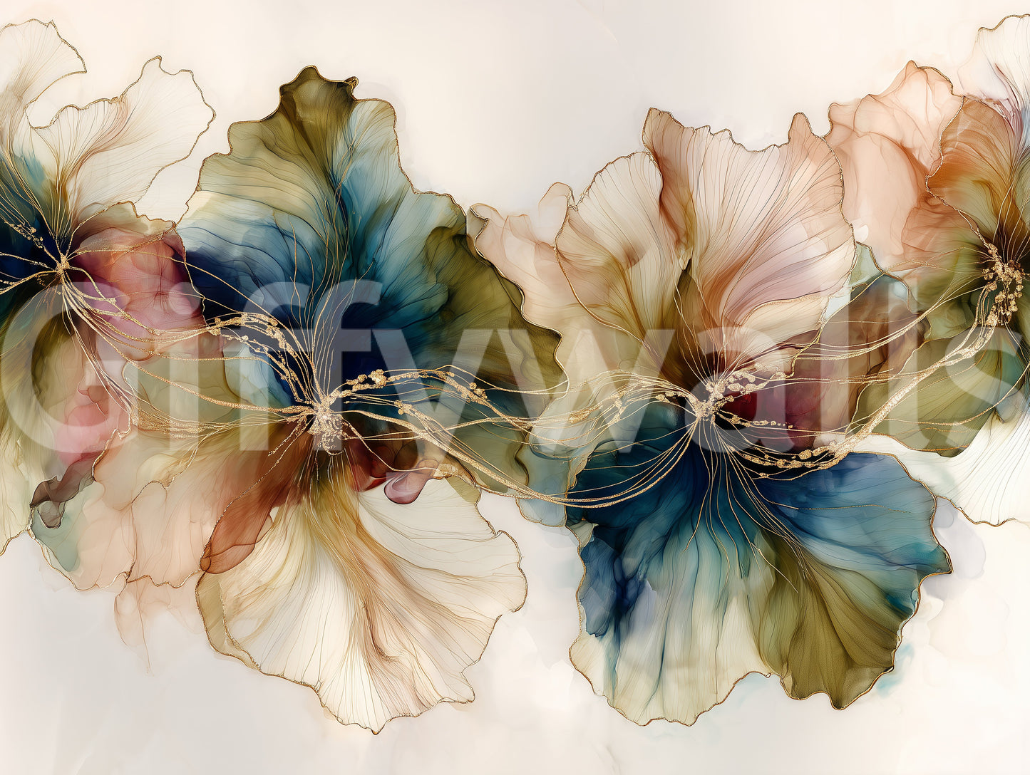 Relaxing floral wallpaper for living space