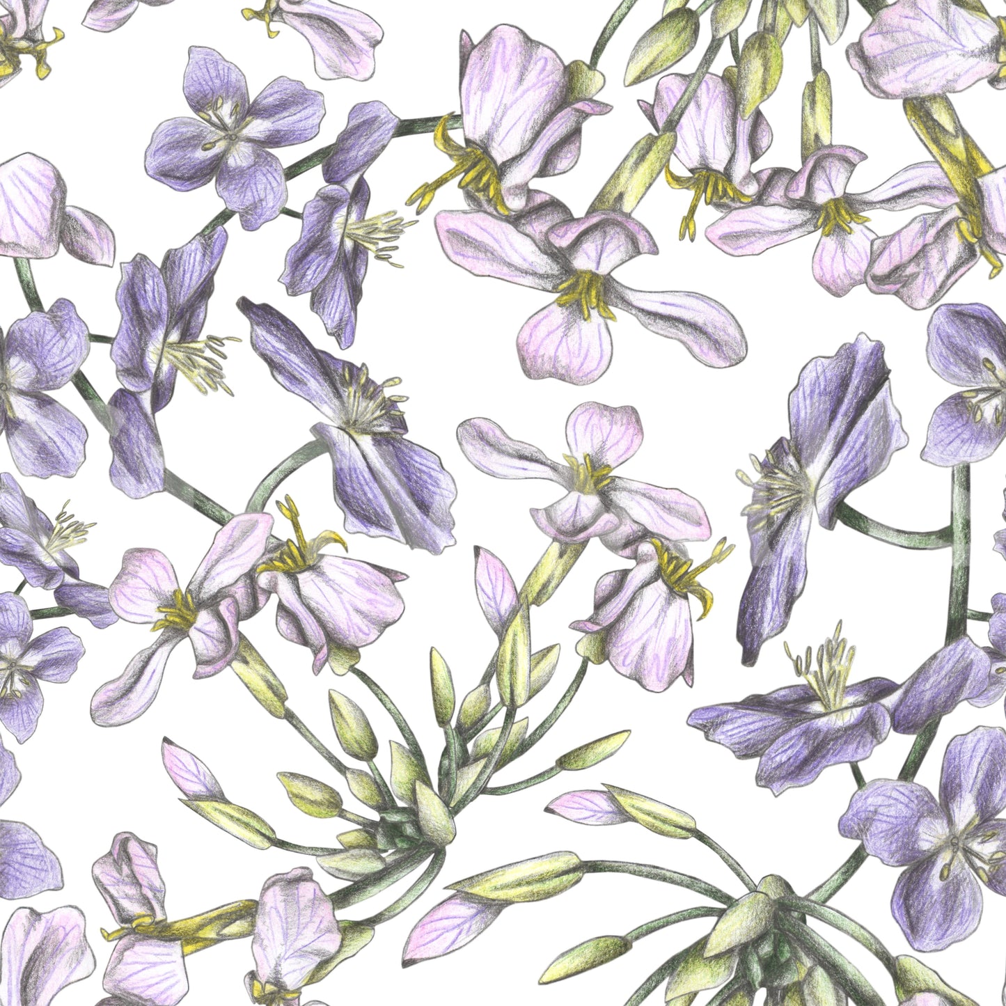 Elegant floral mural in soft hues