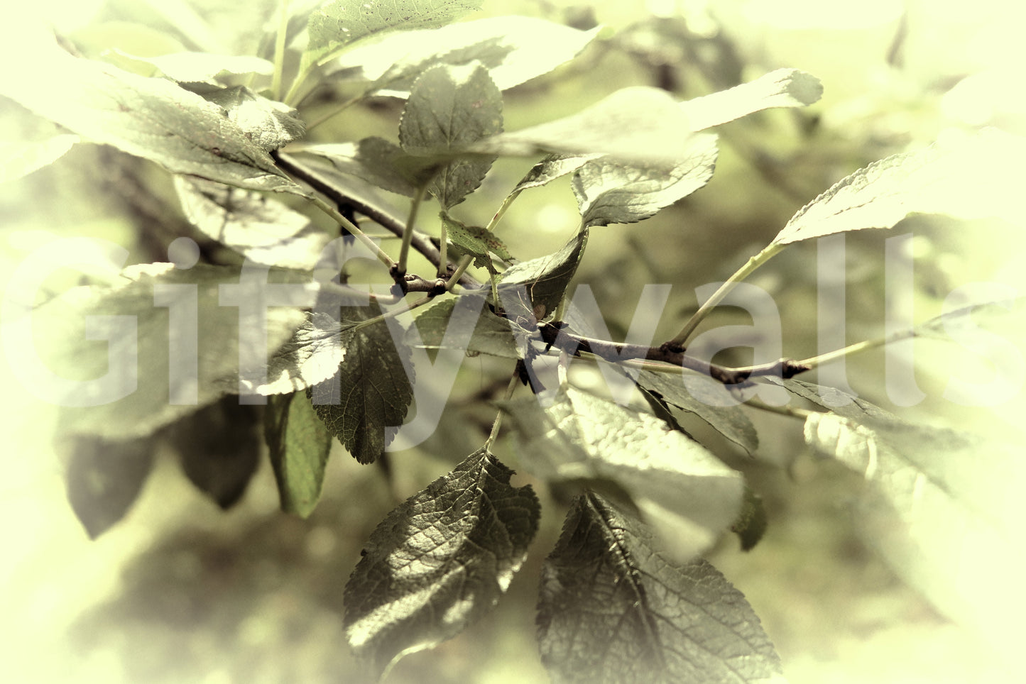 Muted tone leaf wallpaper design