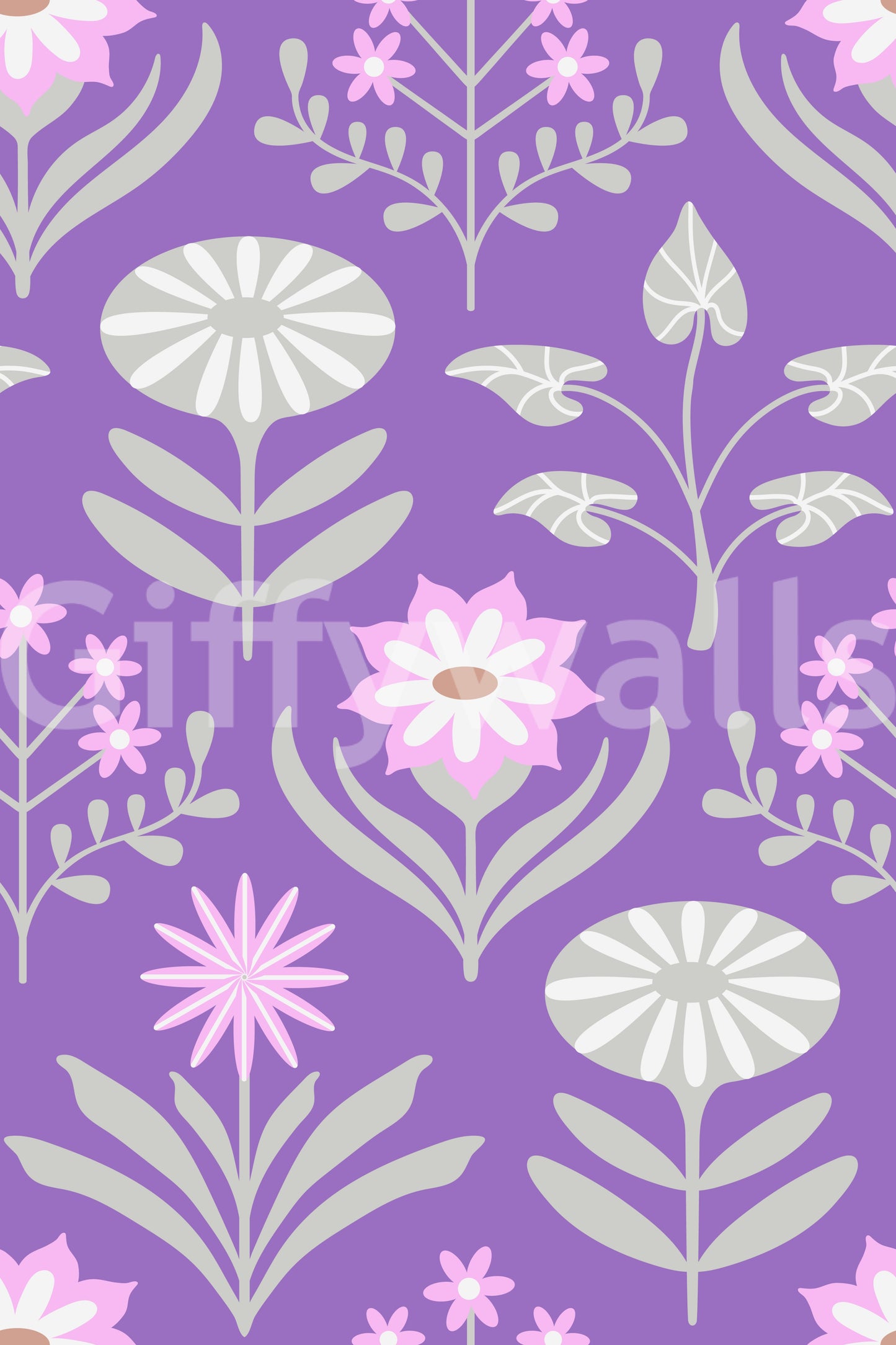 Floral wallpaper with a gentle, painterly feel.