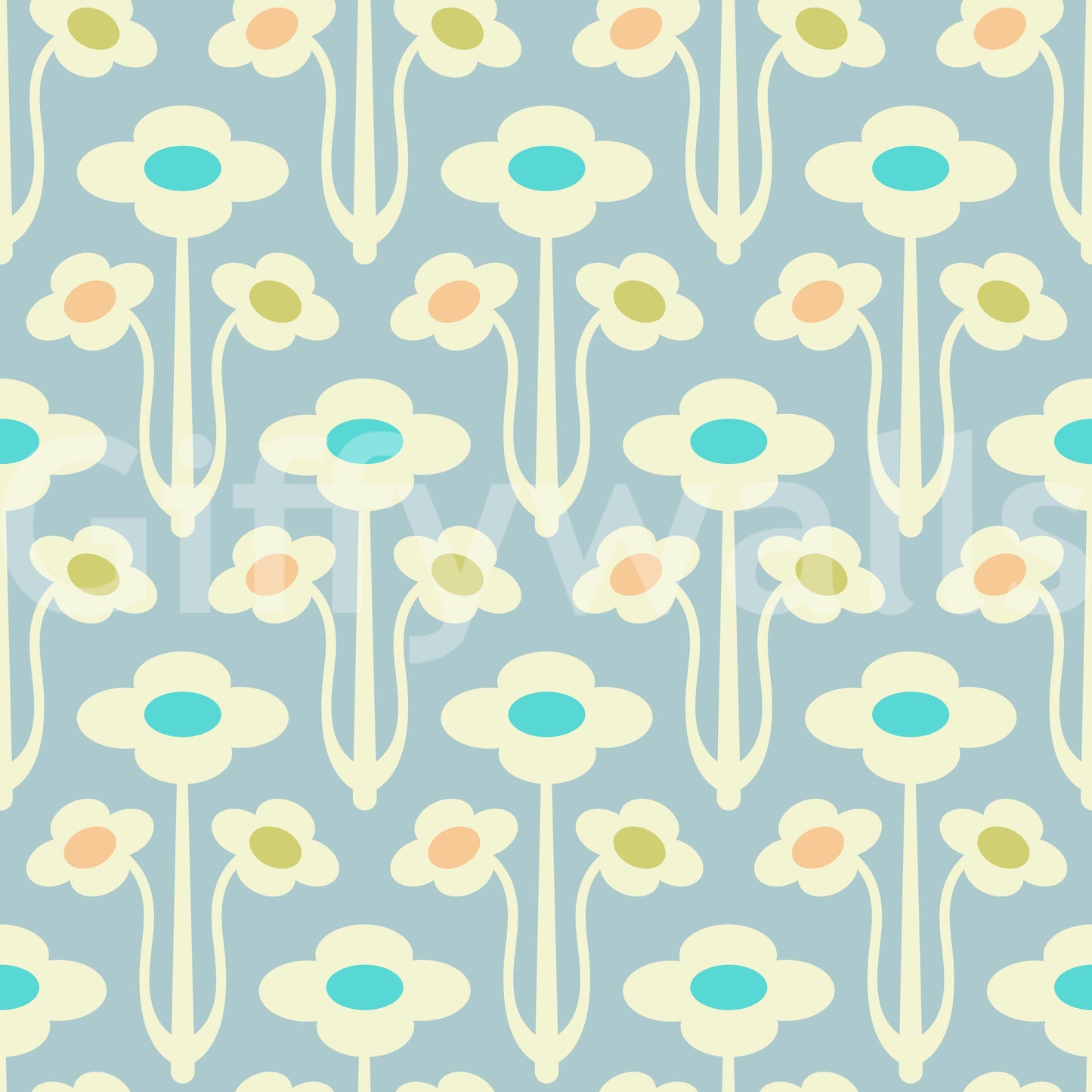 Floral wallpaper with a gentle, painterly feel.