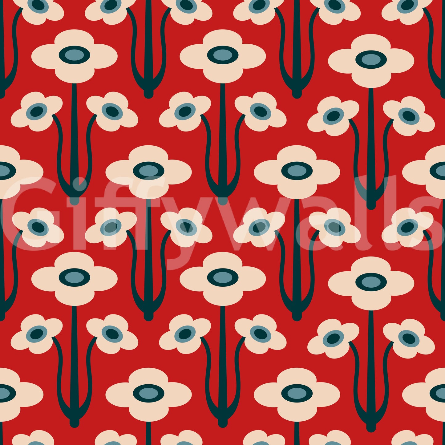 Floral wallpaper with a gentle, painterly feel.