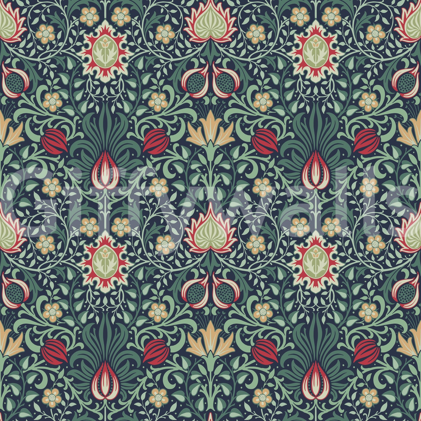 The wallpaper has a smooth, non-reflective matte finish.