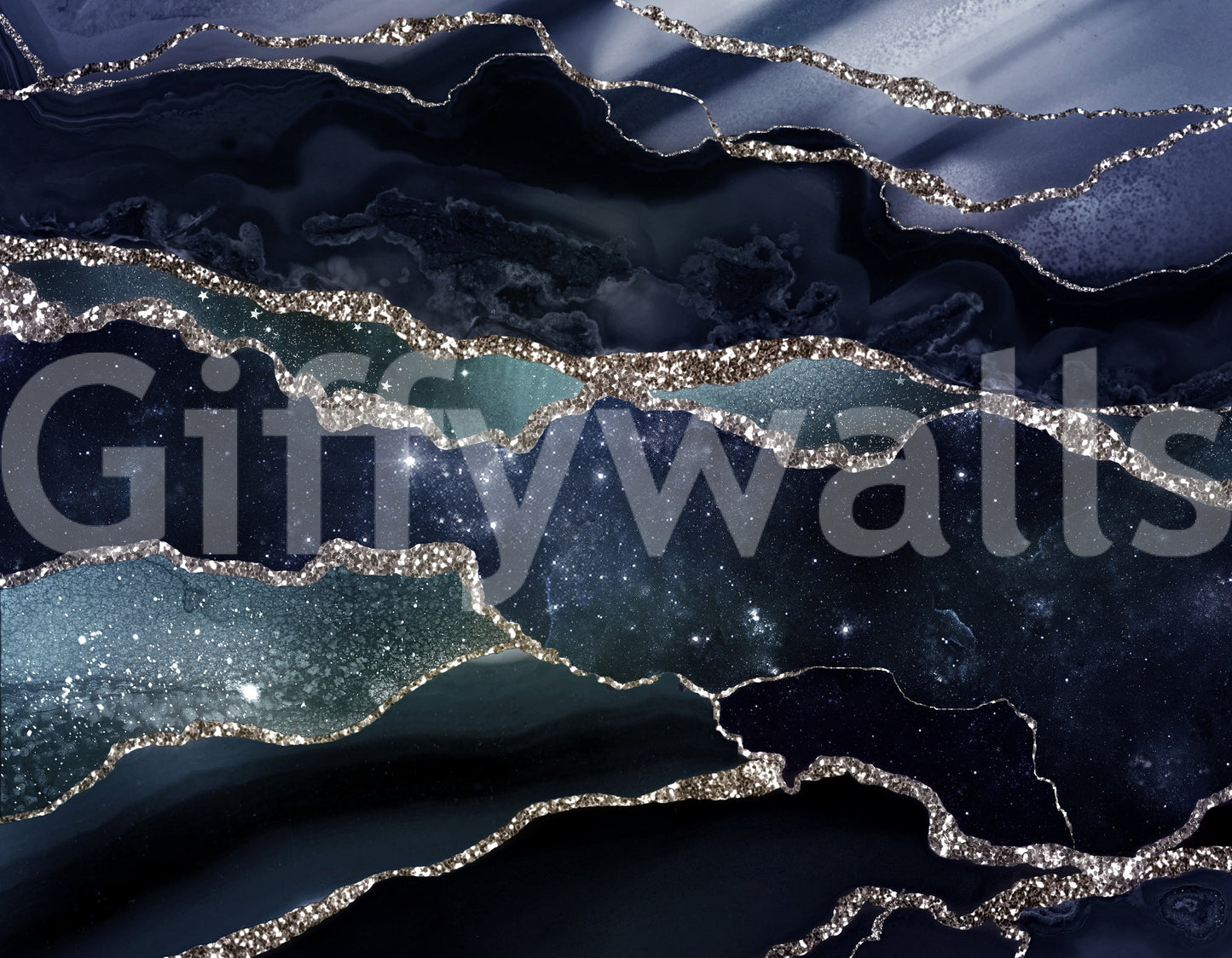 The wallpaper features a subtle, gold-veined pattern.