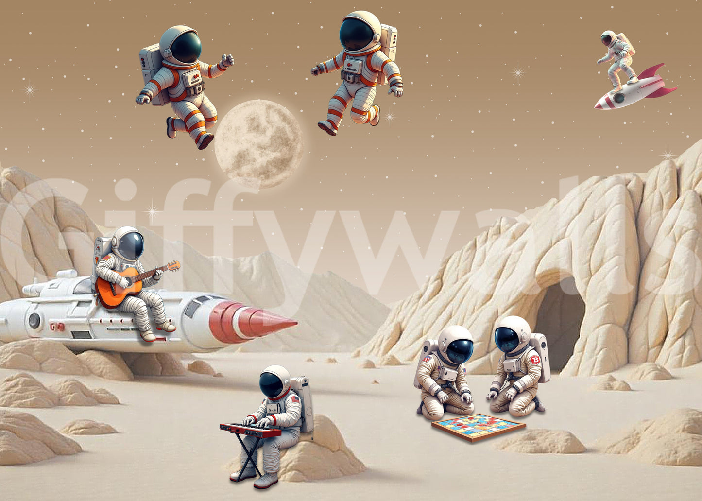 The style is a soft-focus illustration or a painterly design.