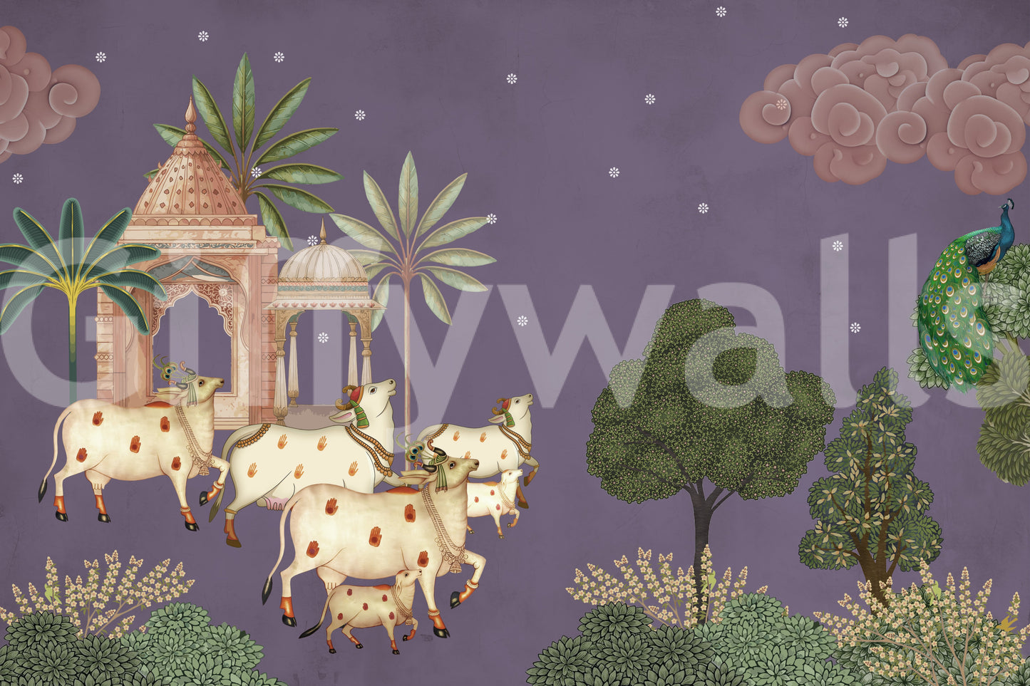 The style is a soft-focus illustration or a painterly design.