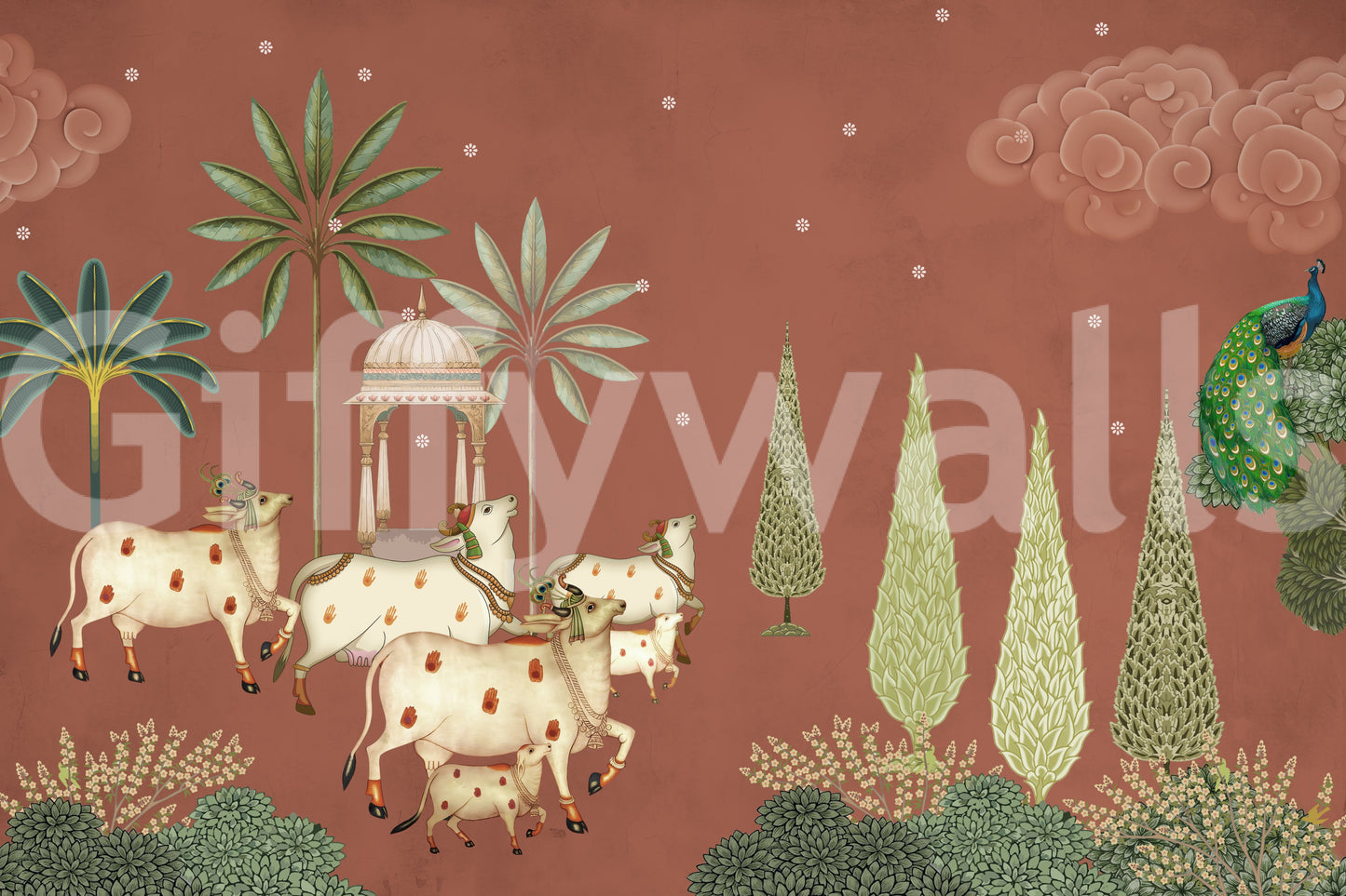 Pichwai Vanam Wall Mural modern art