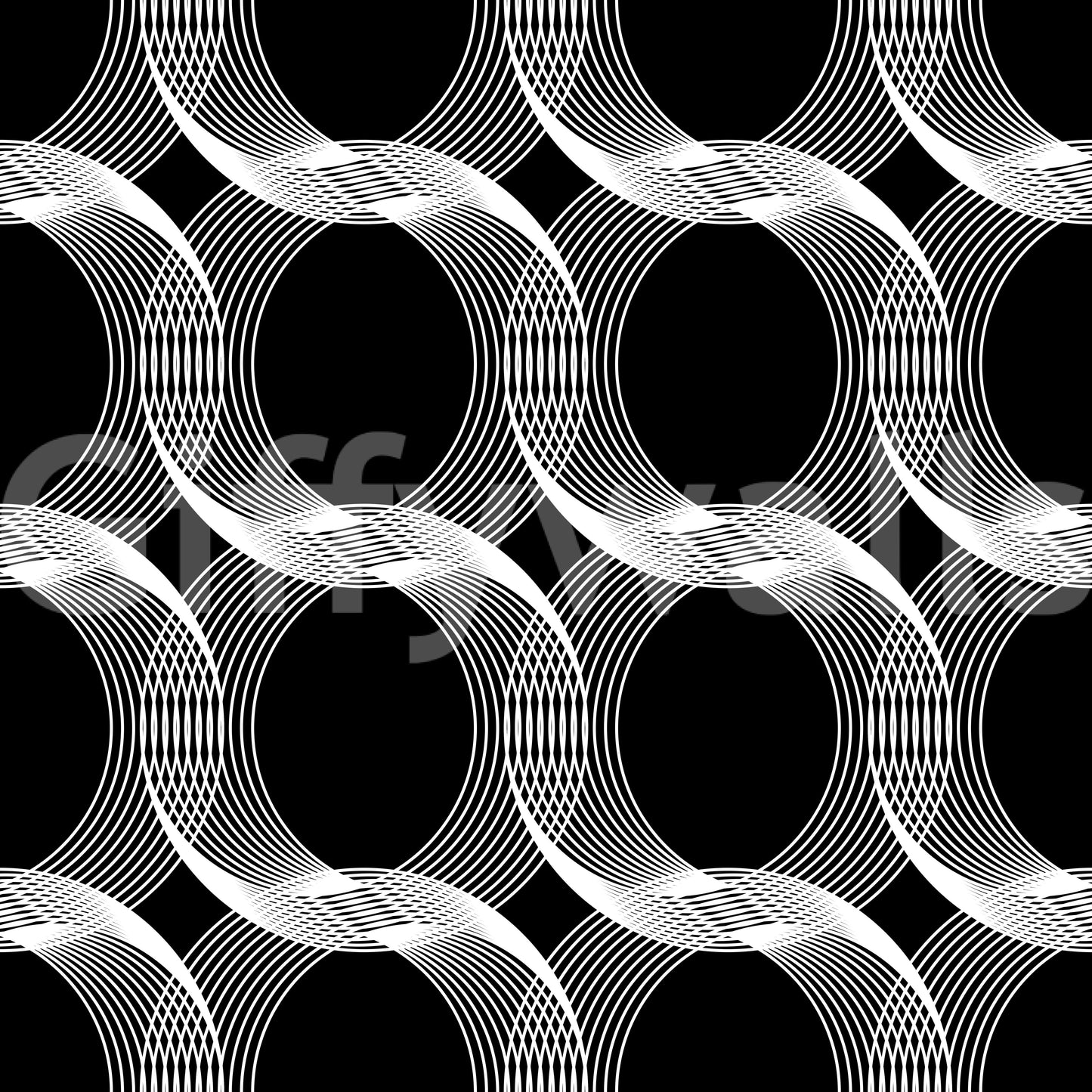 A seamless pattern of connected circles on a wall