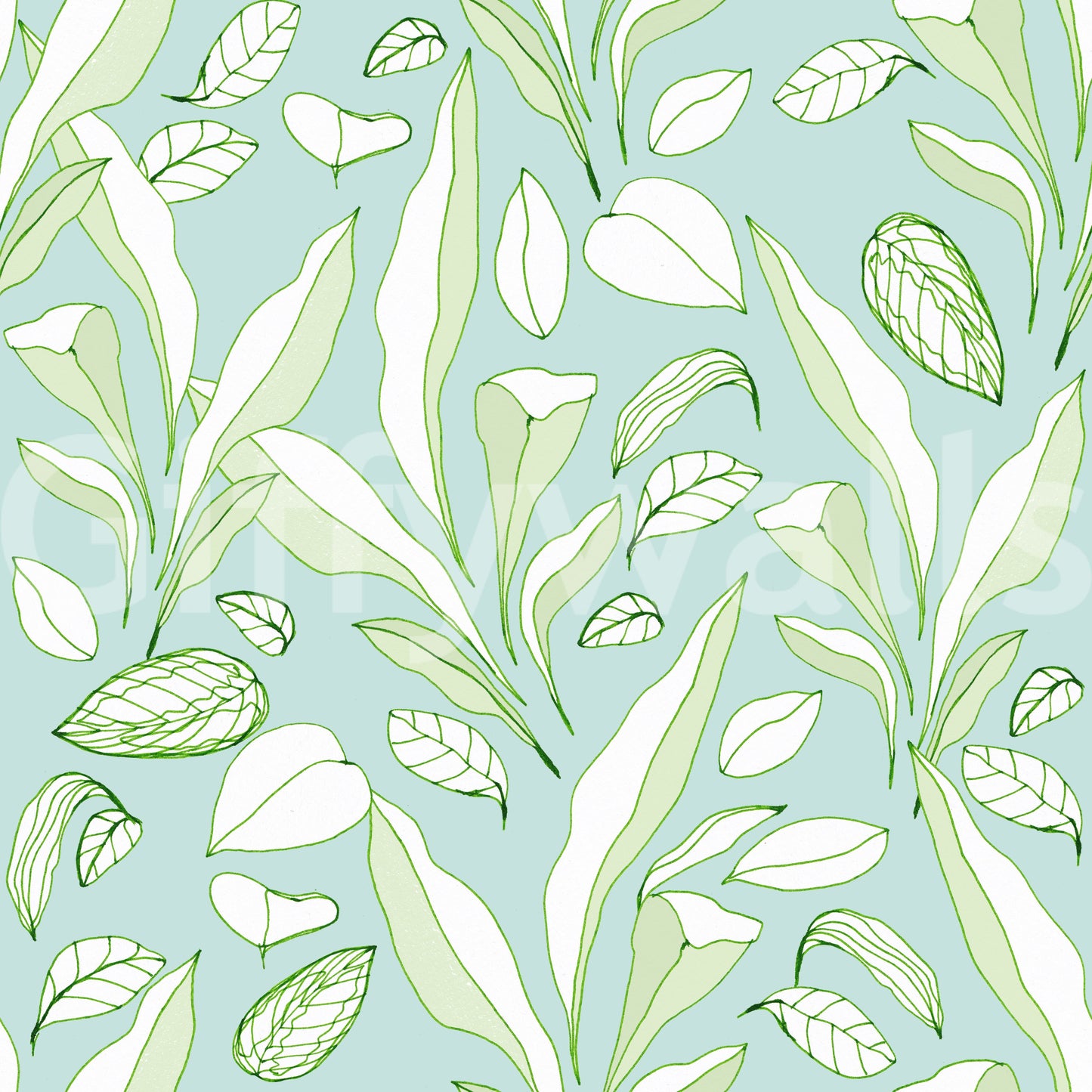 This is the Hand Drawn Tropical Leaves botanical wallpaper.