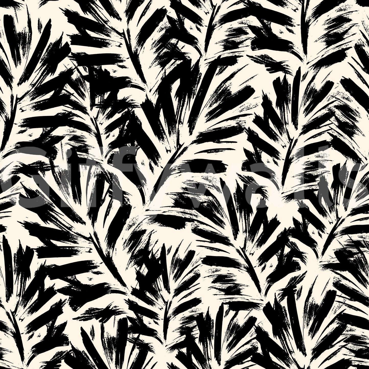 A seamless pattern of broad leaves on a wall