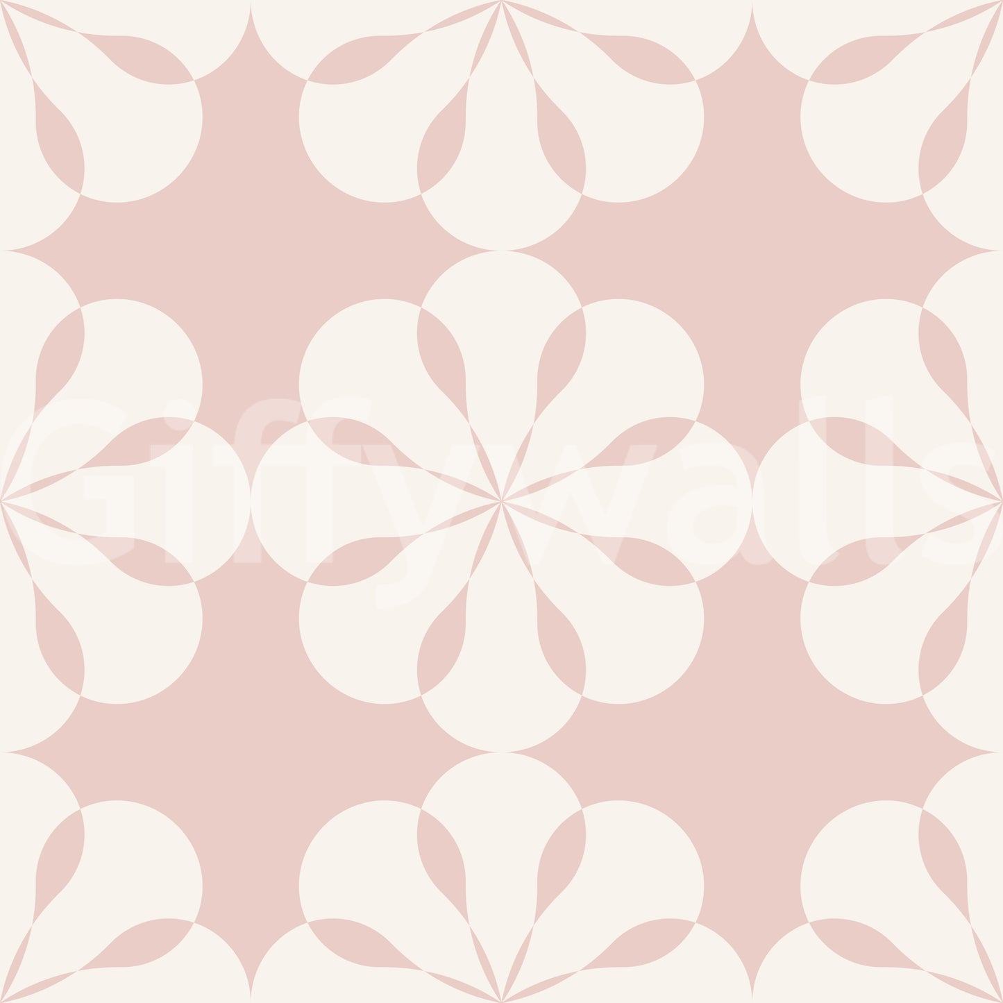 A seamless pattern of bold flowers on a wall