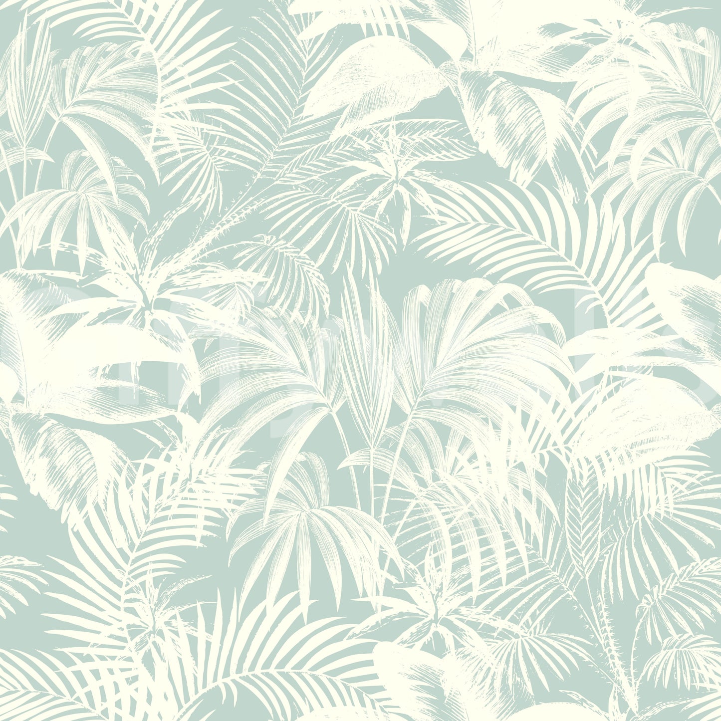 A seamless pattern of tropical plants on a wall