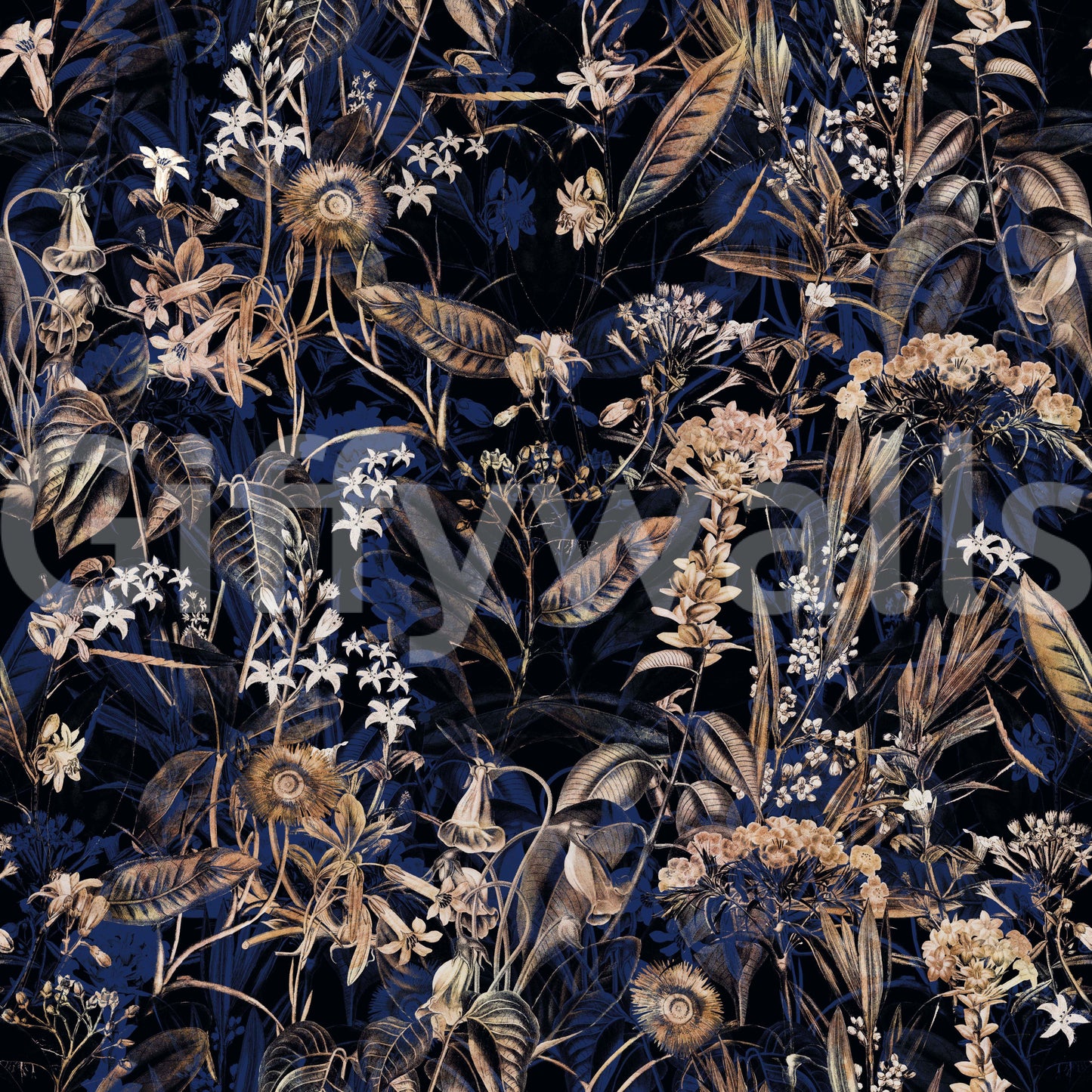 A seamless pattern of ornaments on a wall