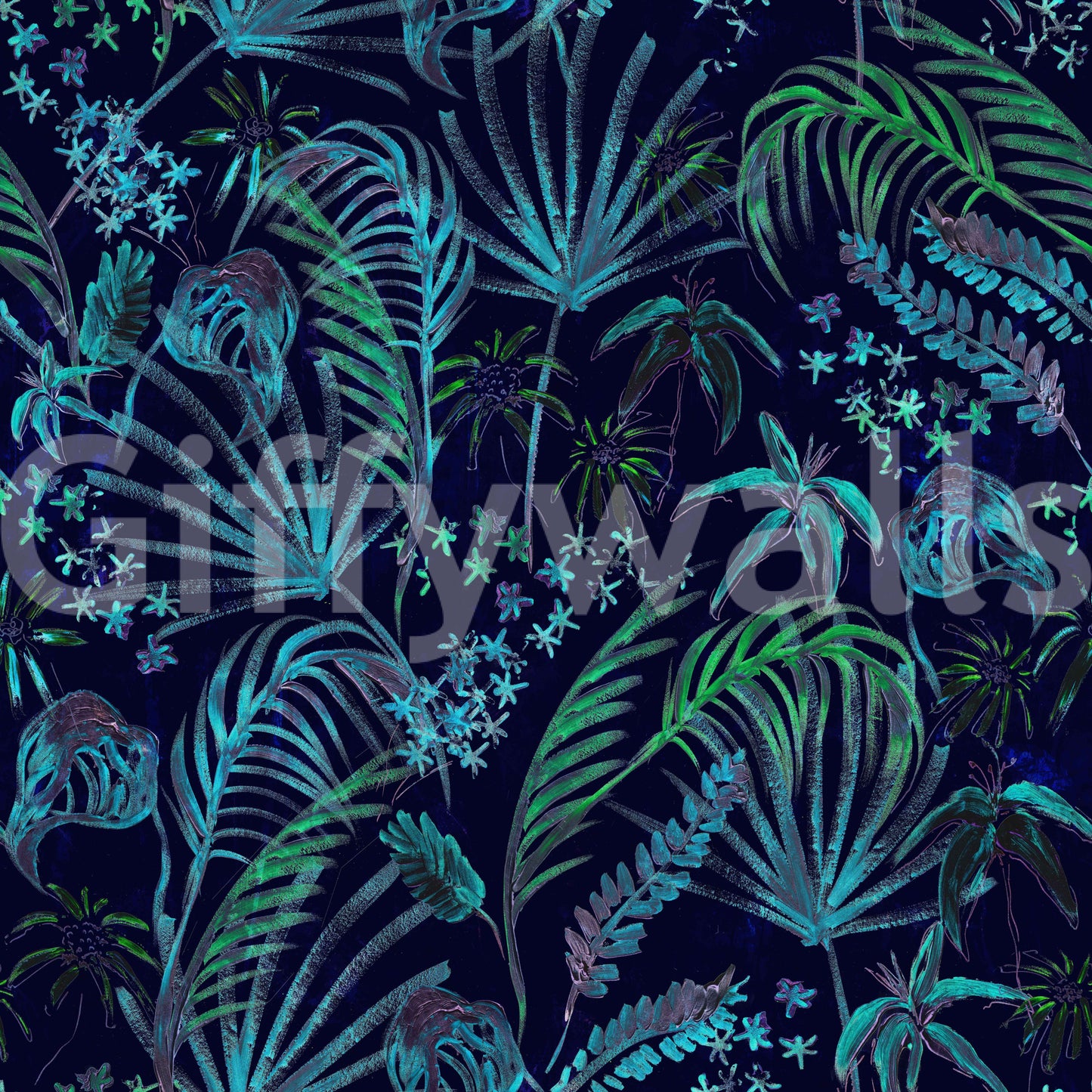 Hand Painted Night Plants nature wallpaper