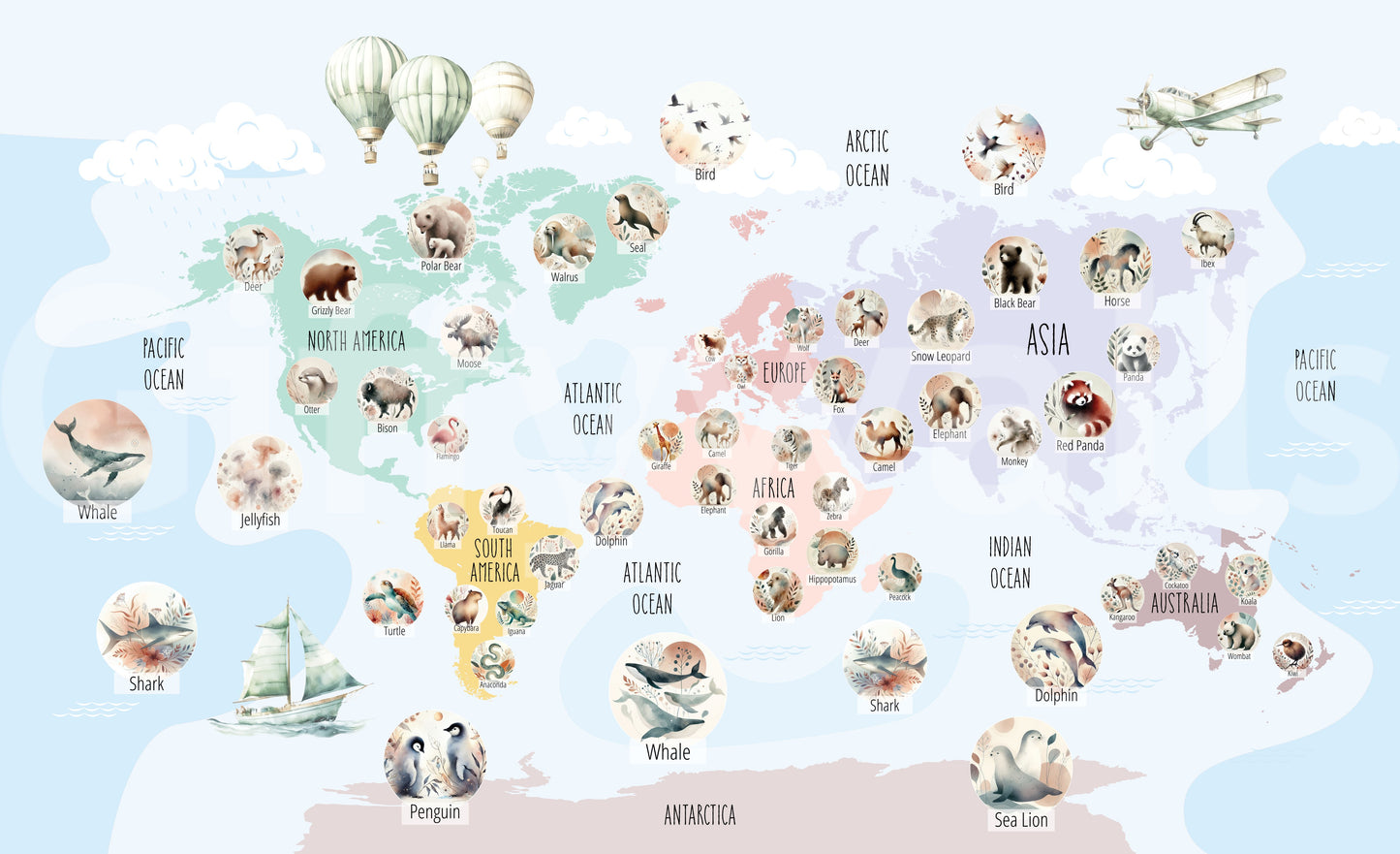 Pastel Wildlife classic wallpaper