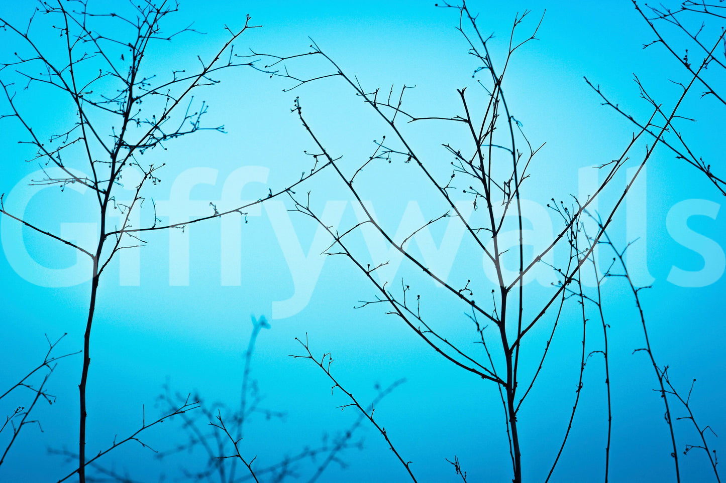 A tranquil abstract mural on the wallpaper.